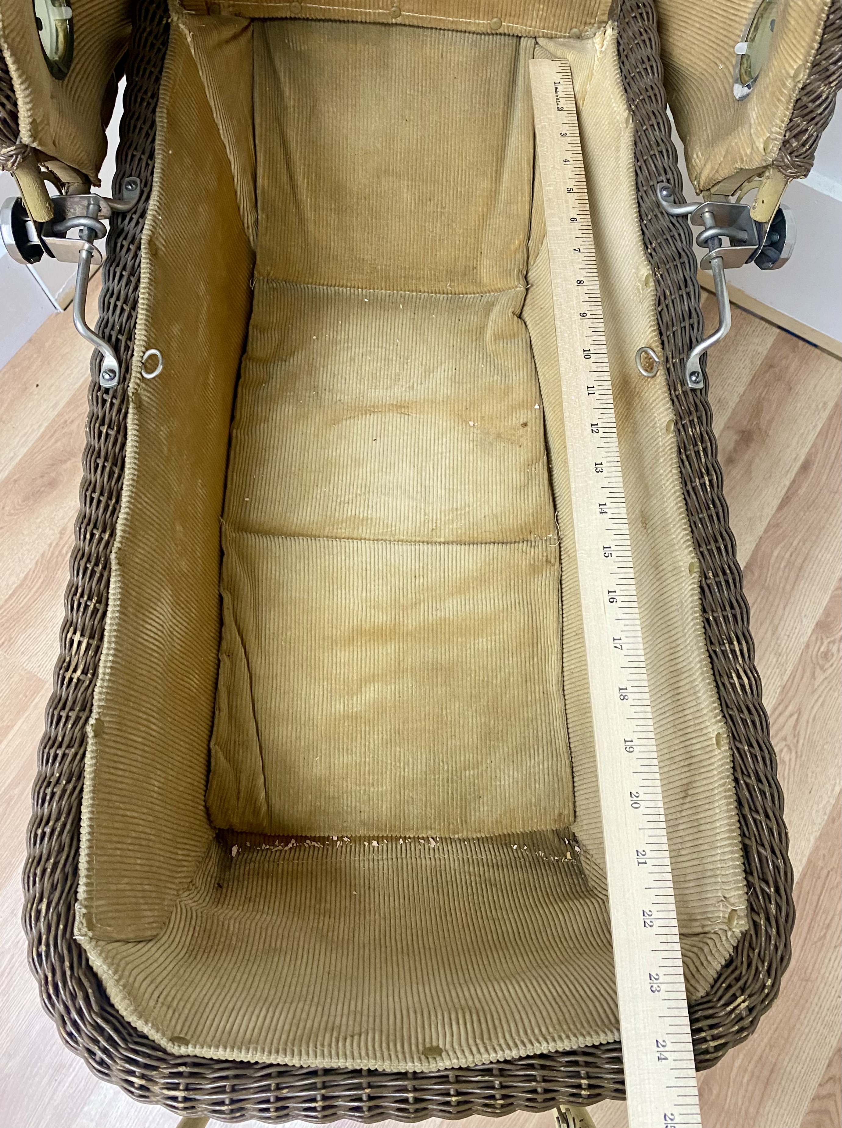 Vintage Wicker Porthole Doll Carriage