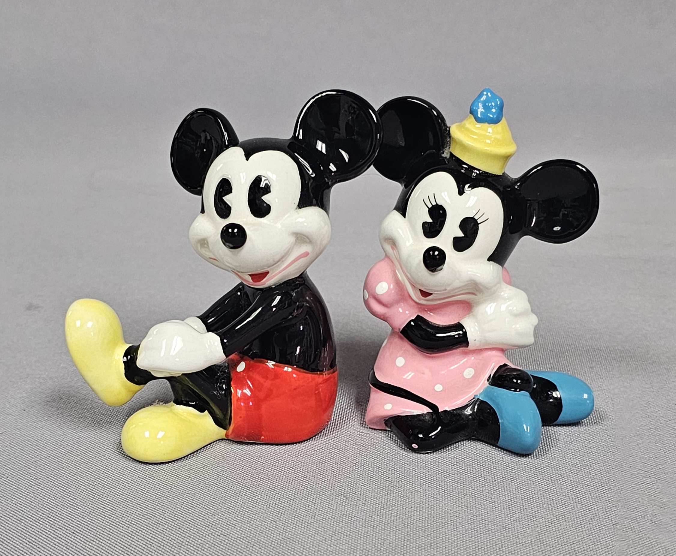 Disney Japan Ceramic Mickey & Minnie Mouse Figurines