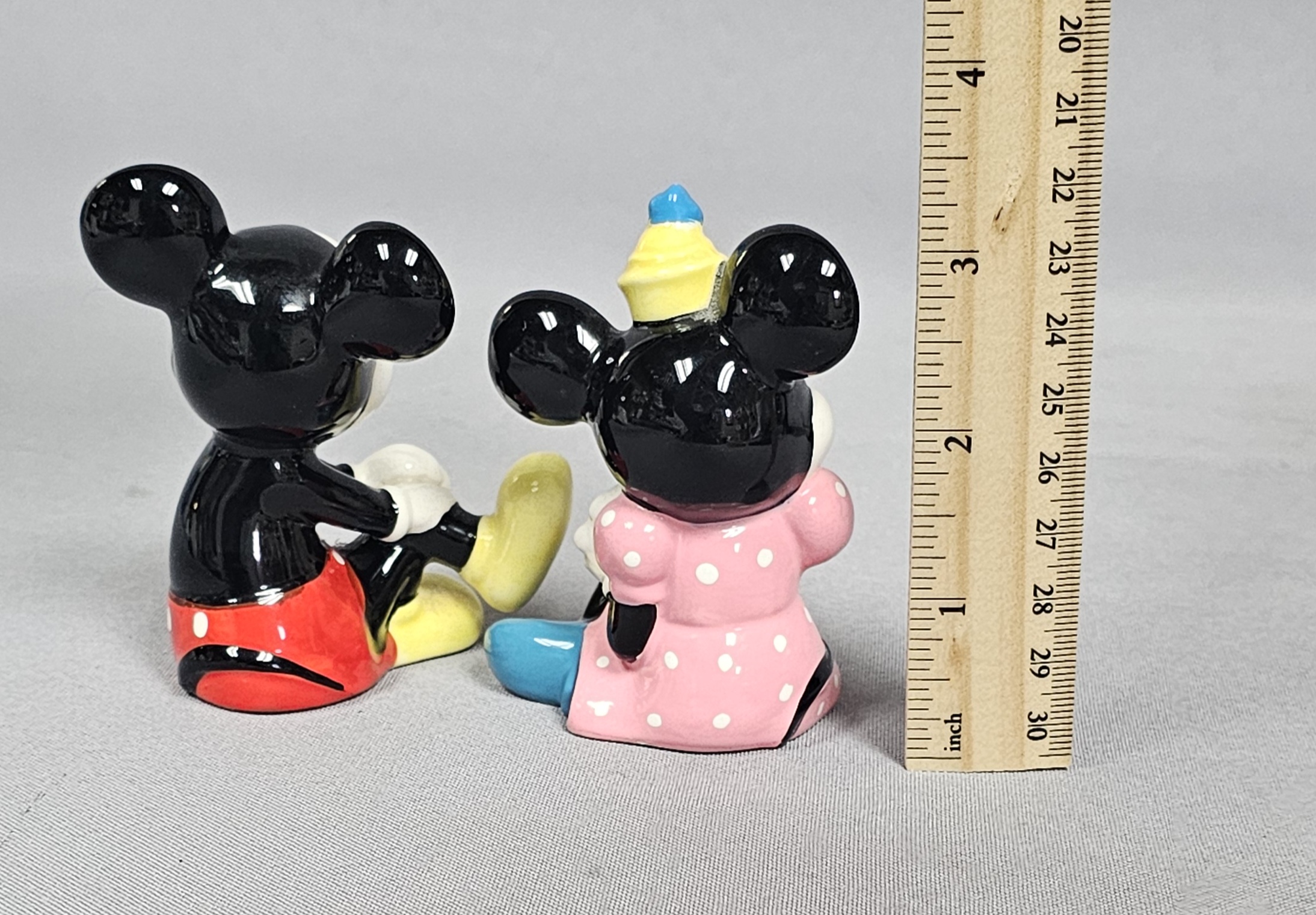 Disney Japan Ceramic Mickey & Minnie Mouse Figurines