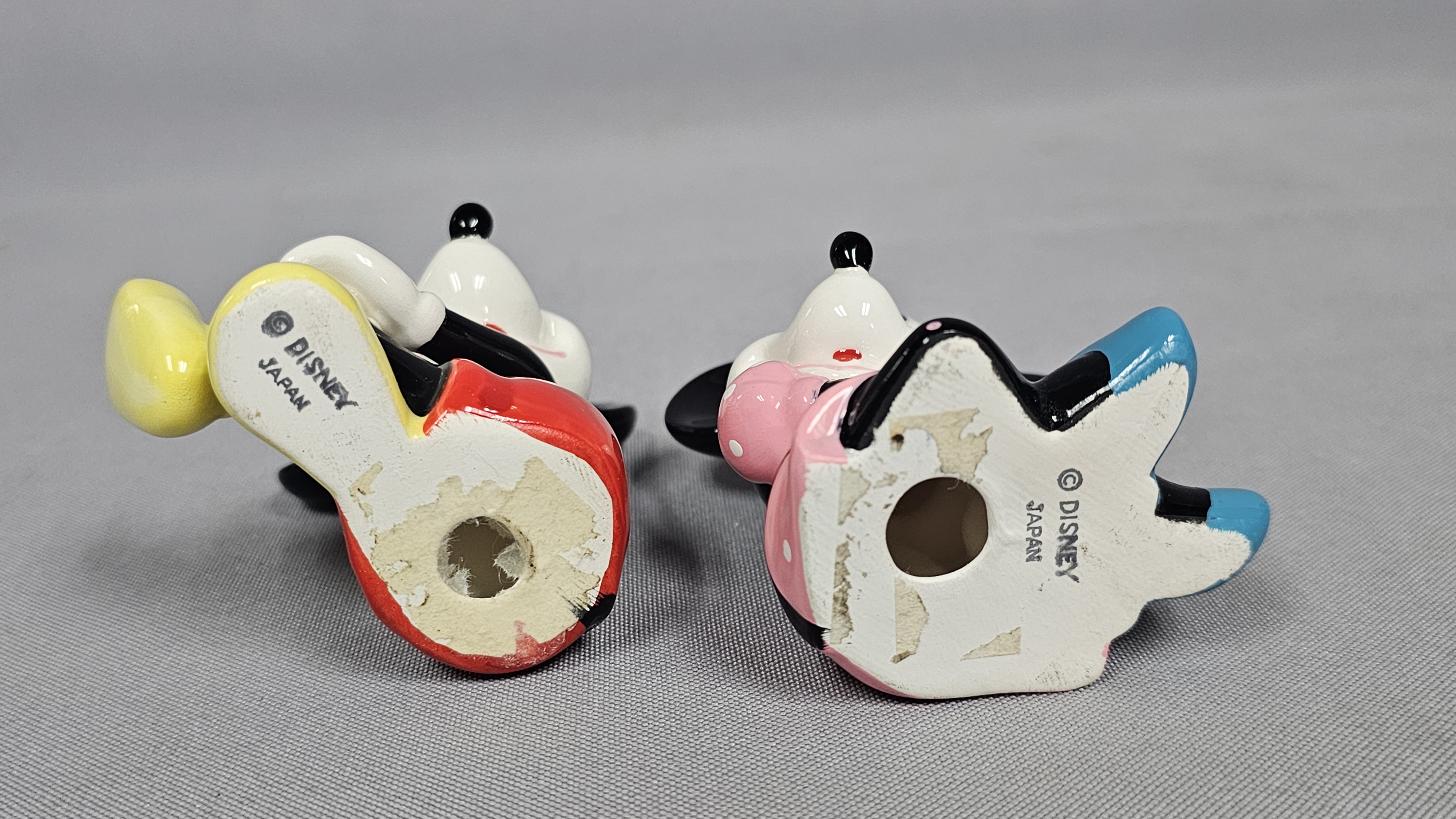 Disney Japan Ceramic Mickey & Minnie Mouse Figurines