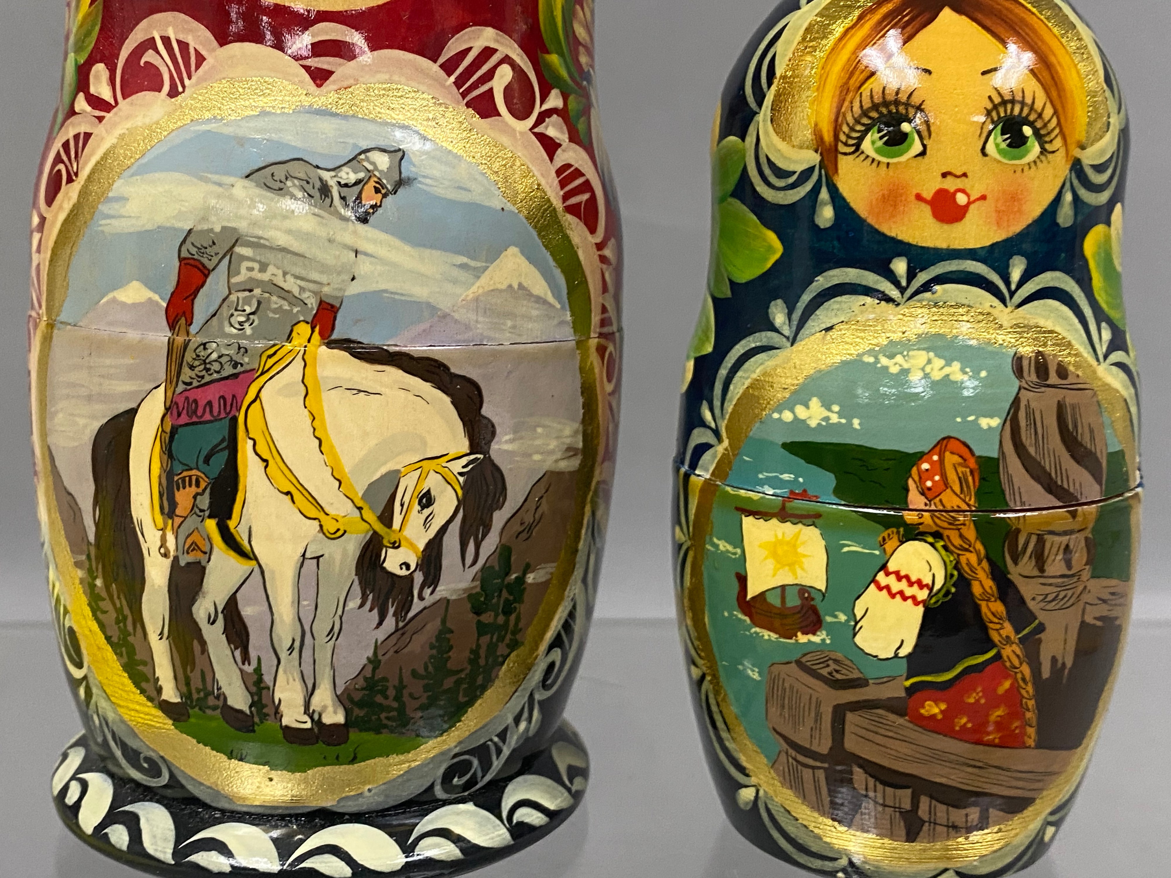 Veres Russian Hand-Painted Folklore Nesting Dolls