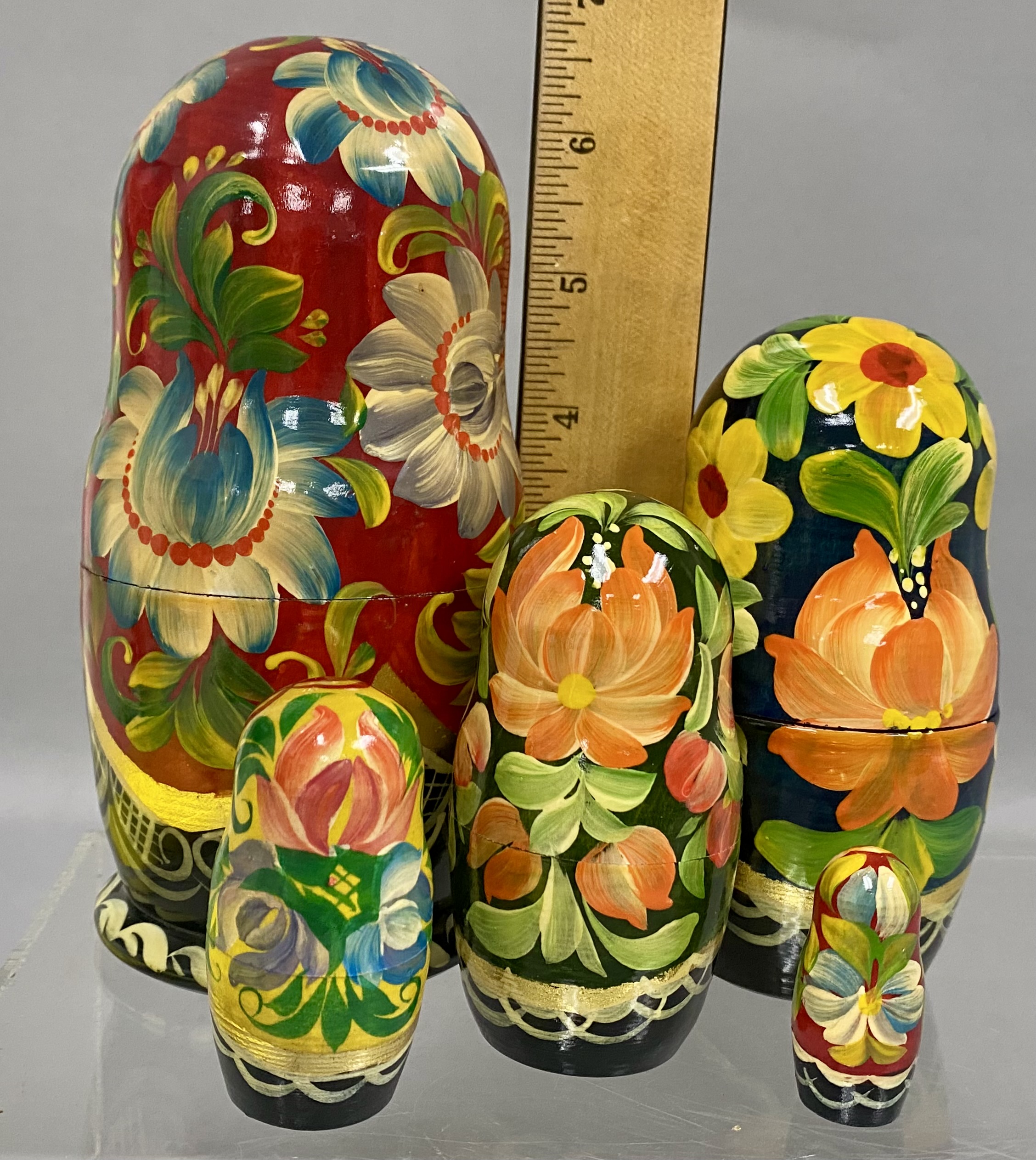 Veres Russian Hand-Painted Folklore Nesting Dolls