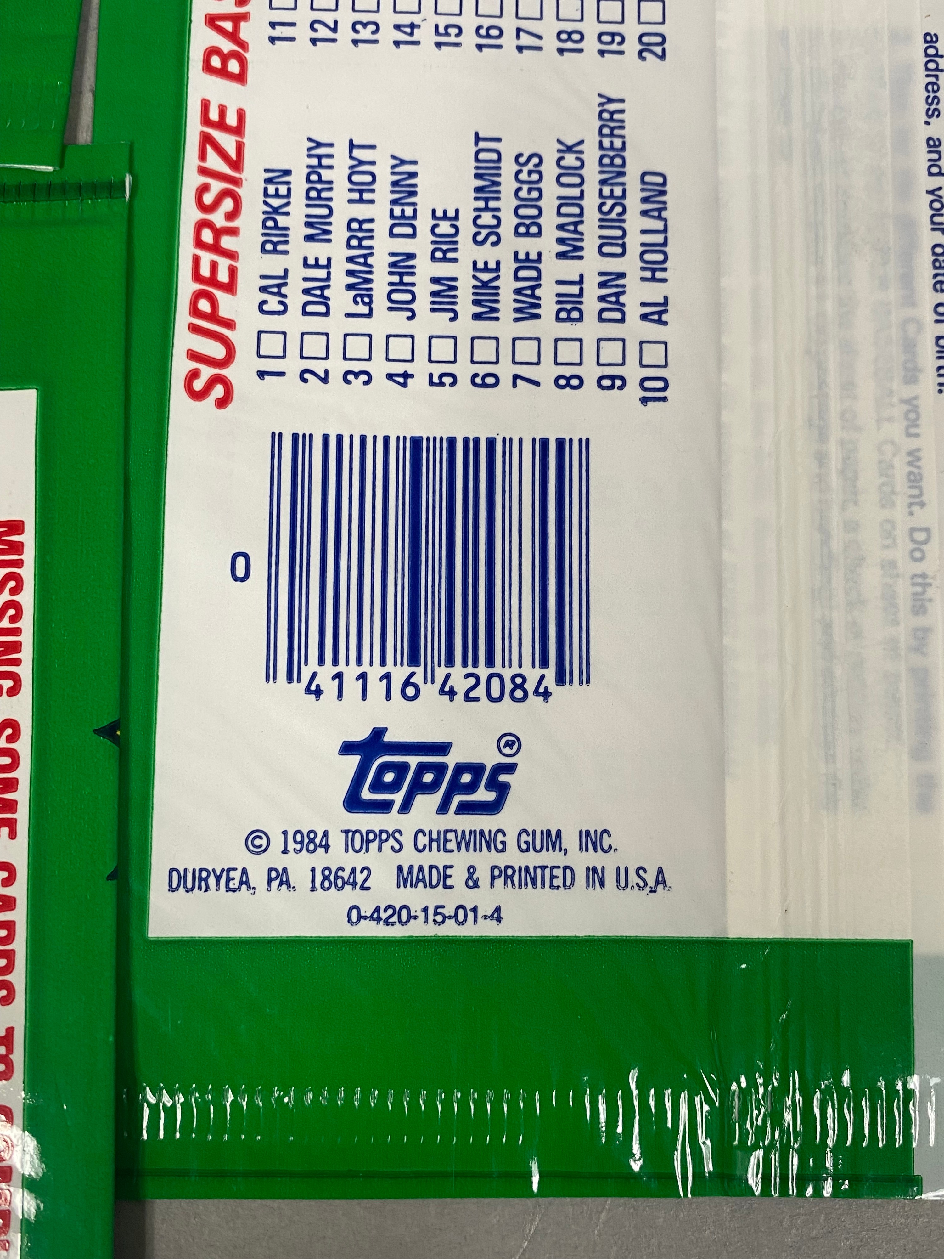1984 Topps Super Baseball Packs & Cards
