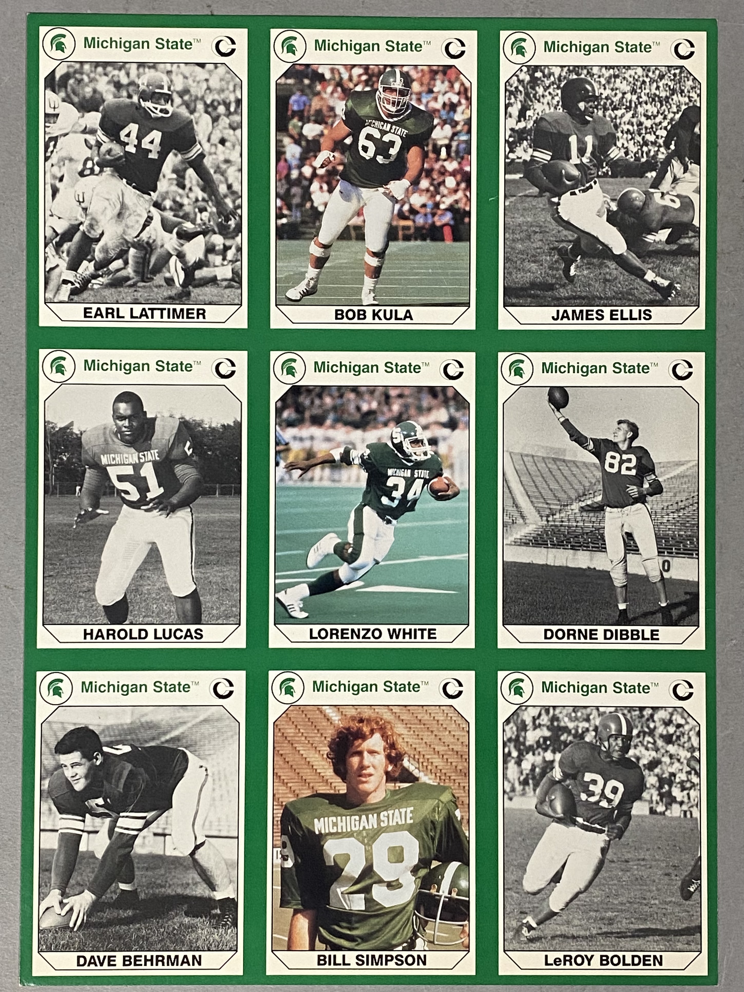 3 1990 Collegiate Collection Michigan State Football Sheets