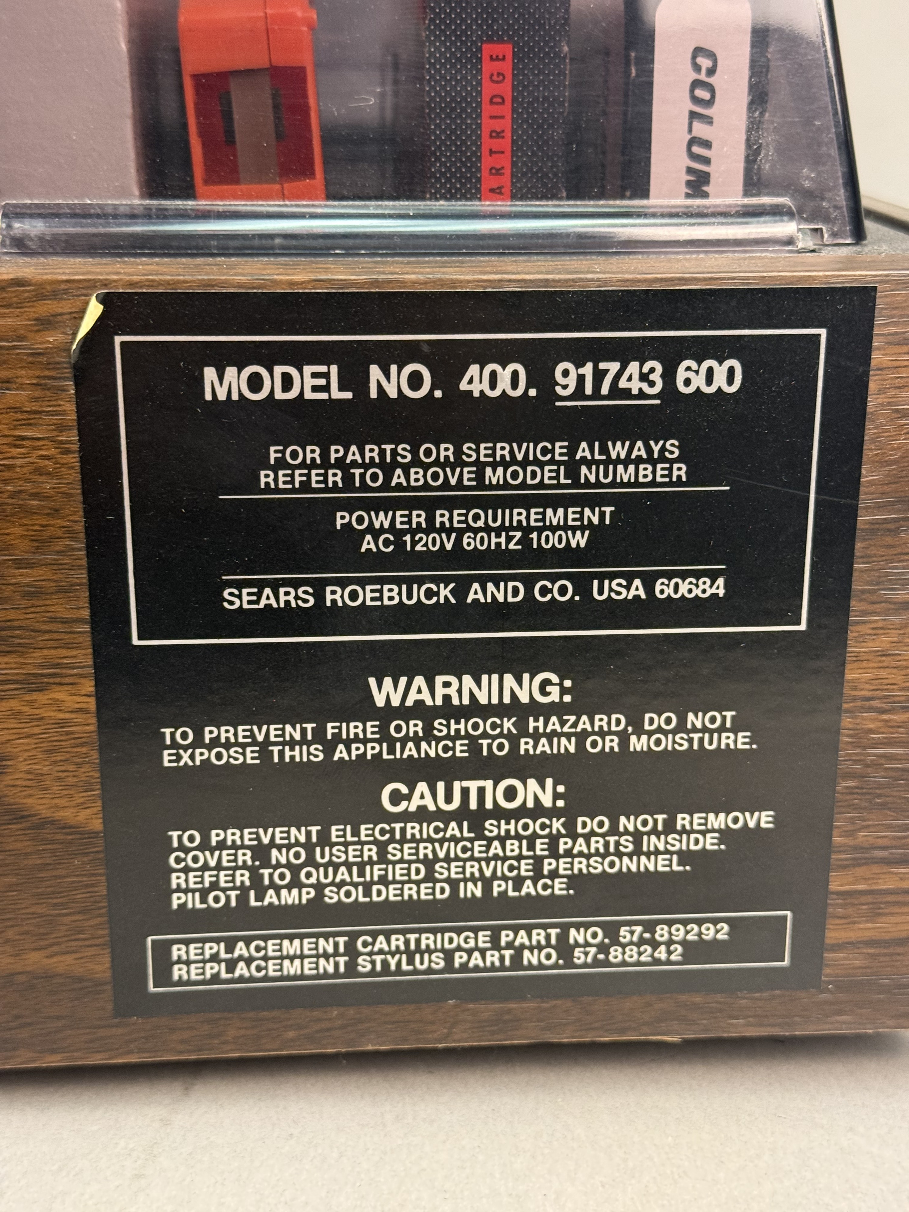 Sears Wood-Grain Stereo 8-Track Record System