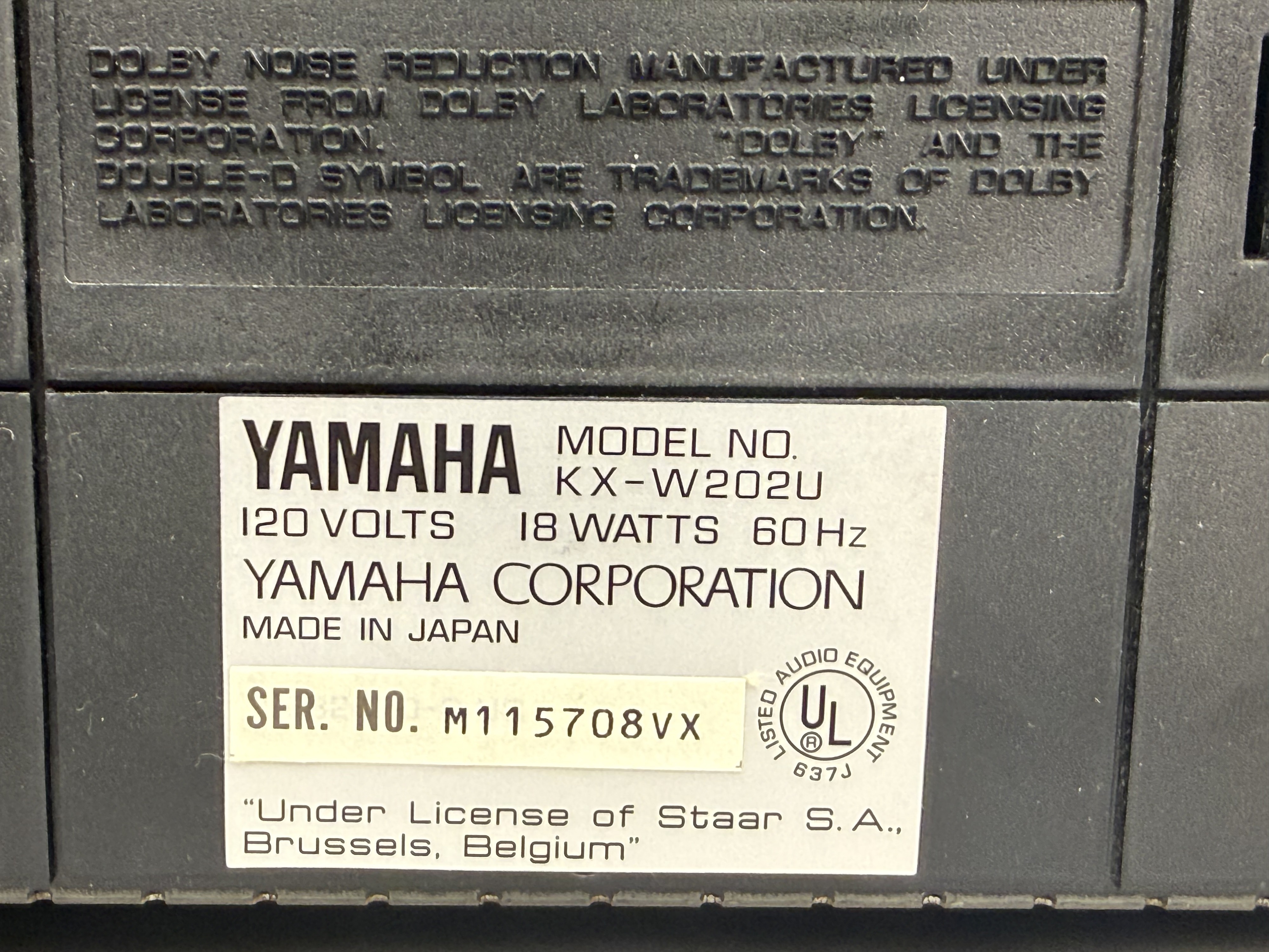 Yamaha KX-W202U Double Cassette Deck
