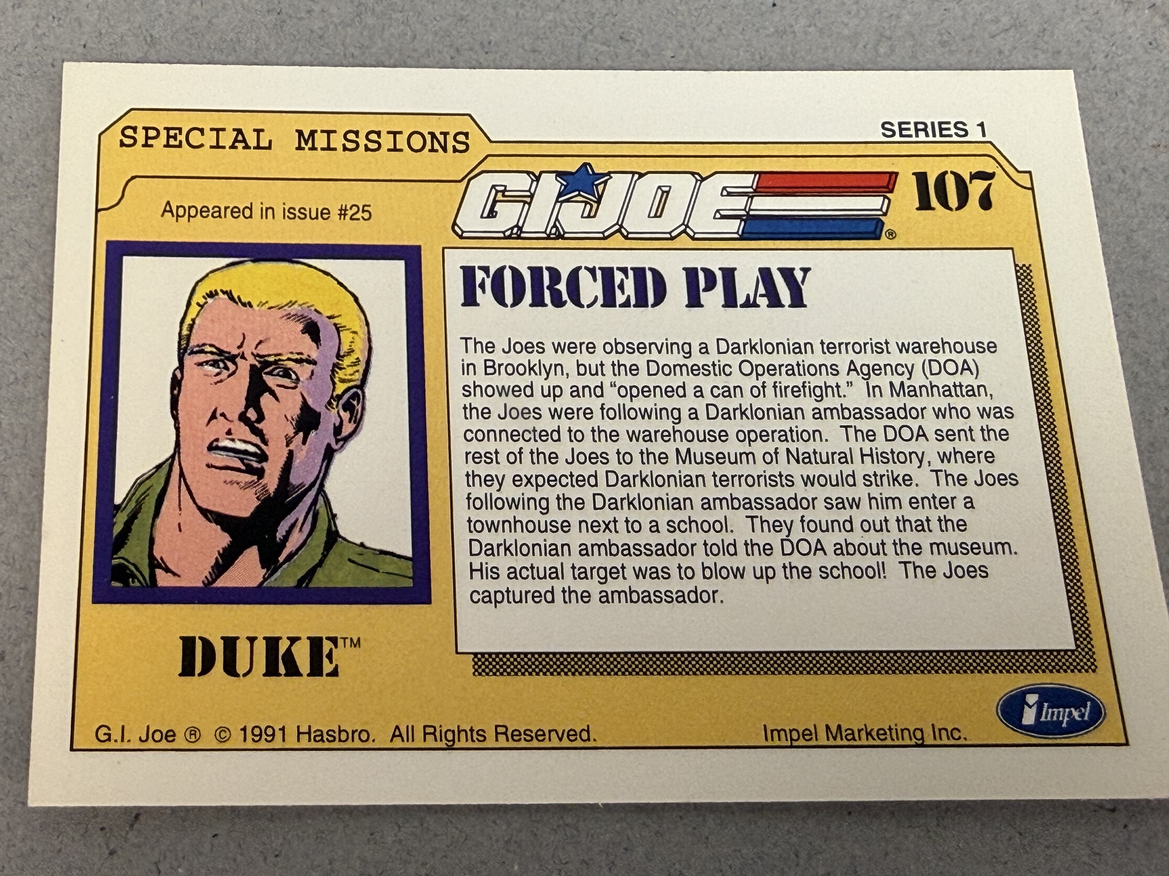 Impel 1991 G.I. Joe Series 1 Trading Cards