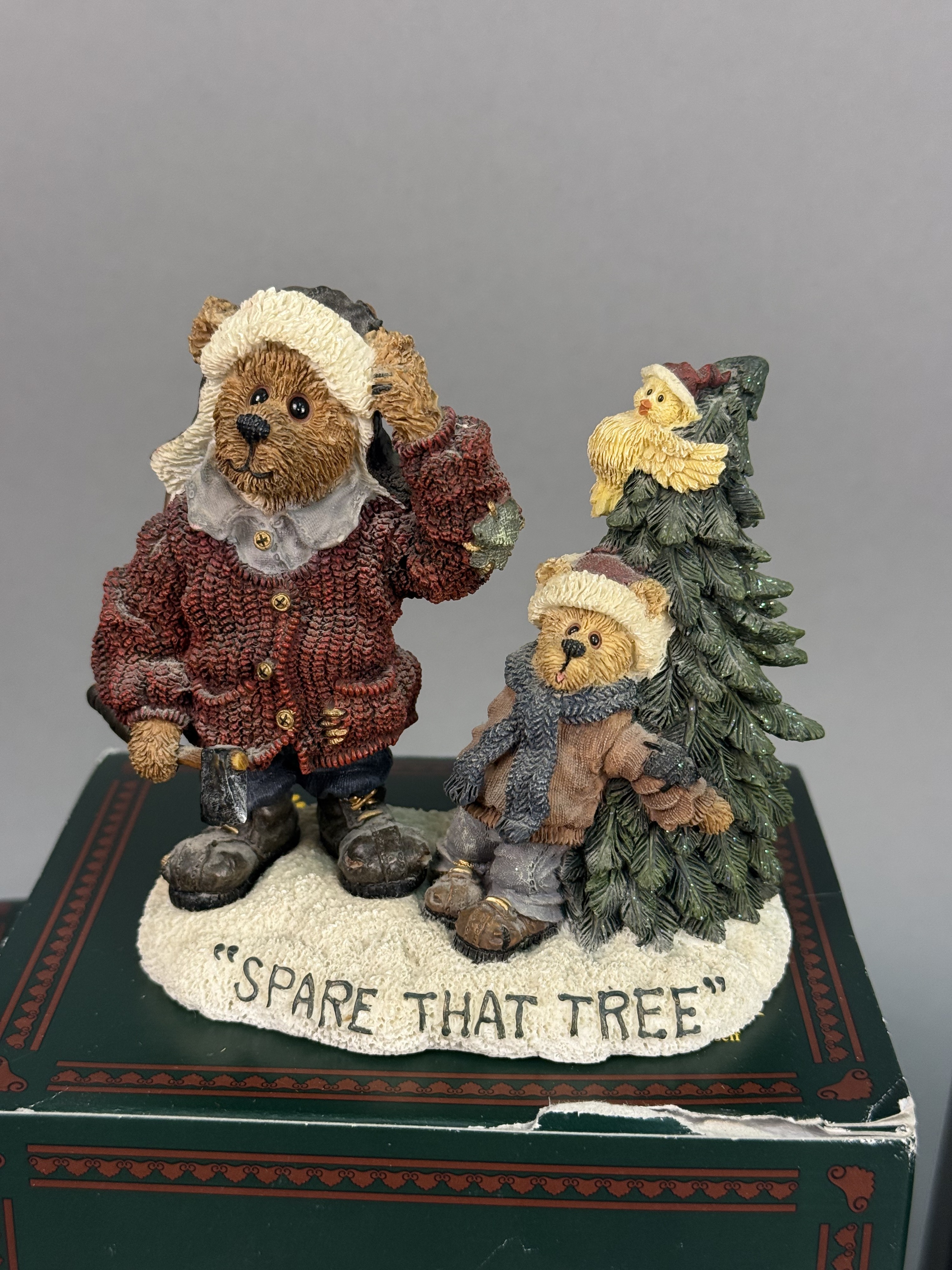 3 Boyds Bears Resin Christmas Bearstone Figurines