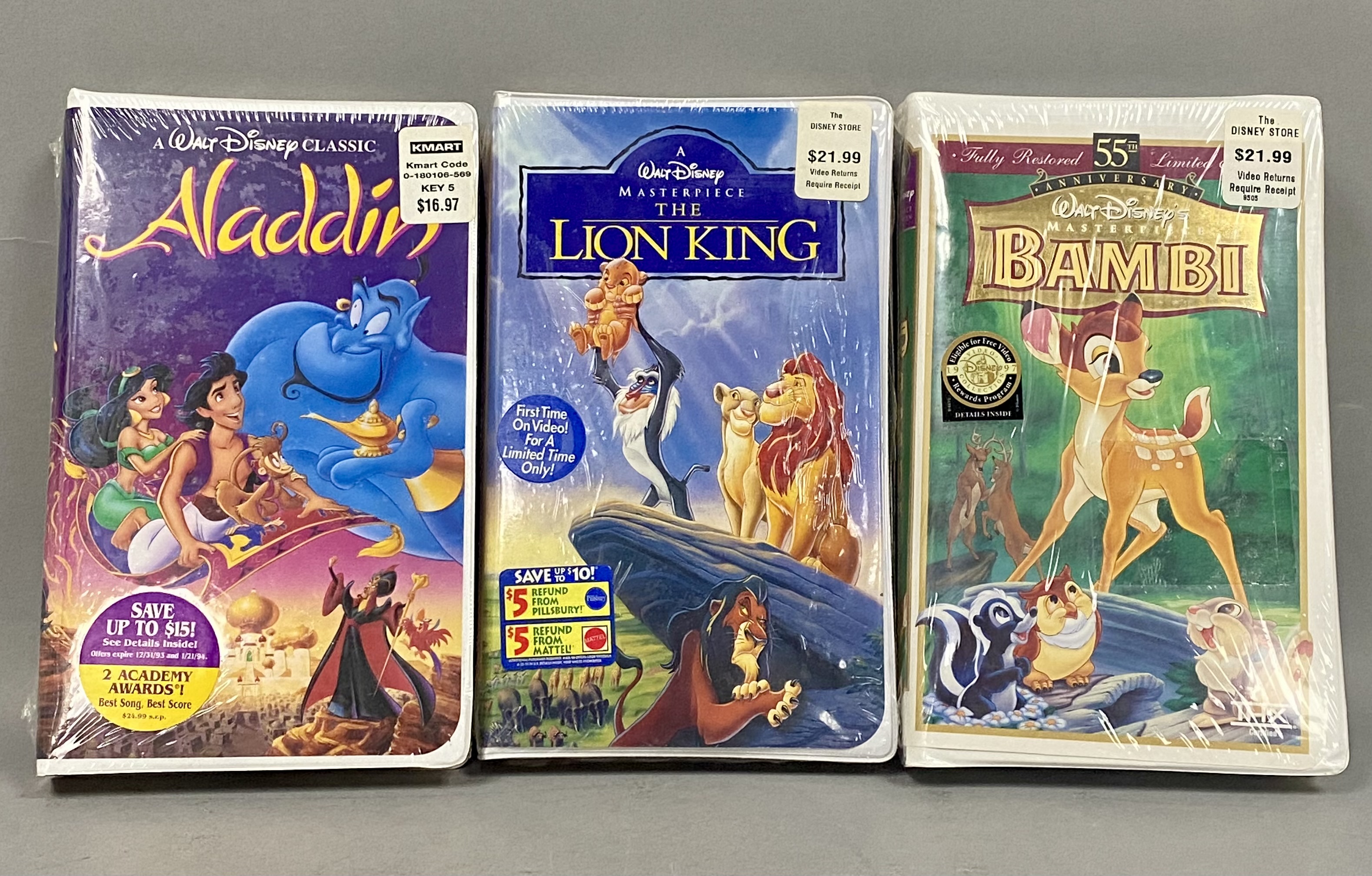 Walt Disney Sealed VHS Trio