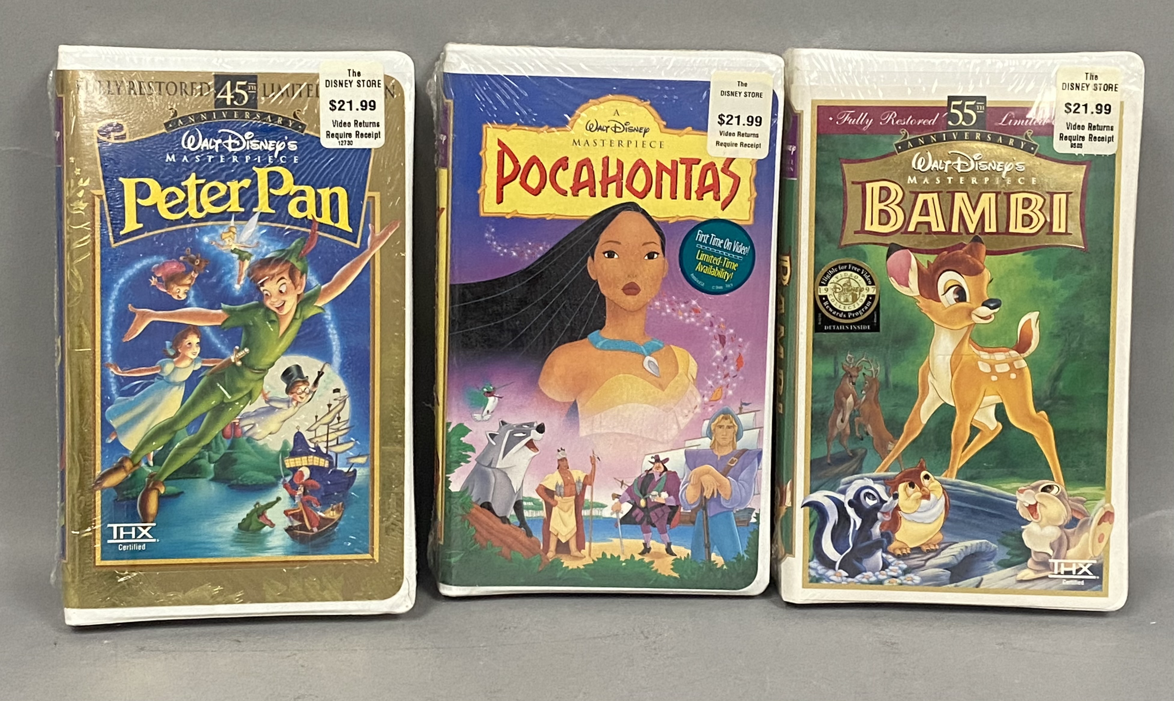 3 Sealed Walt Disney Masterpiece VHS Tapes