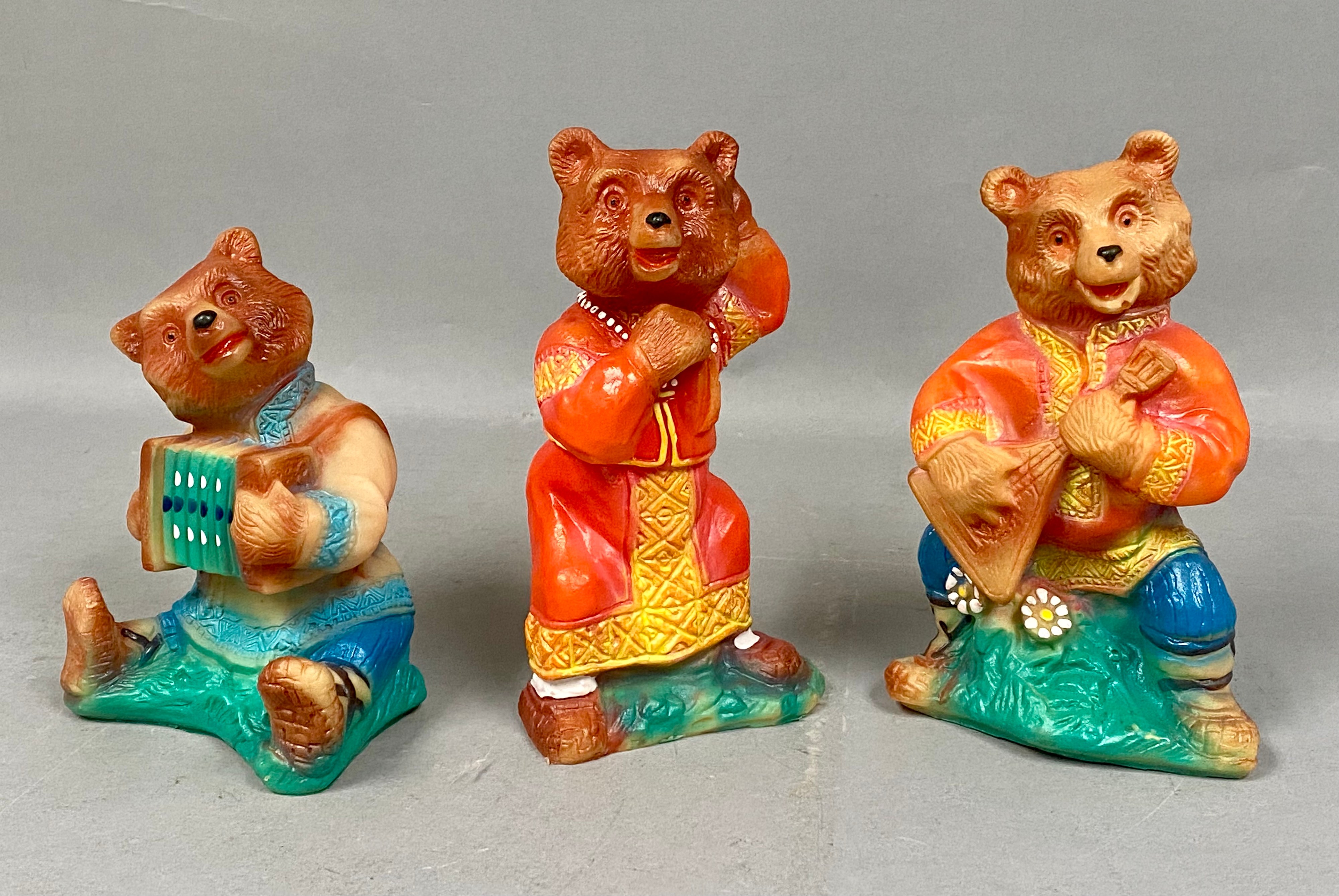 Rubber Russian Folk Bear Figurine Set