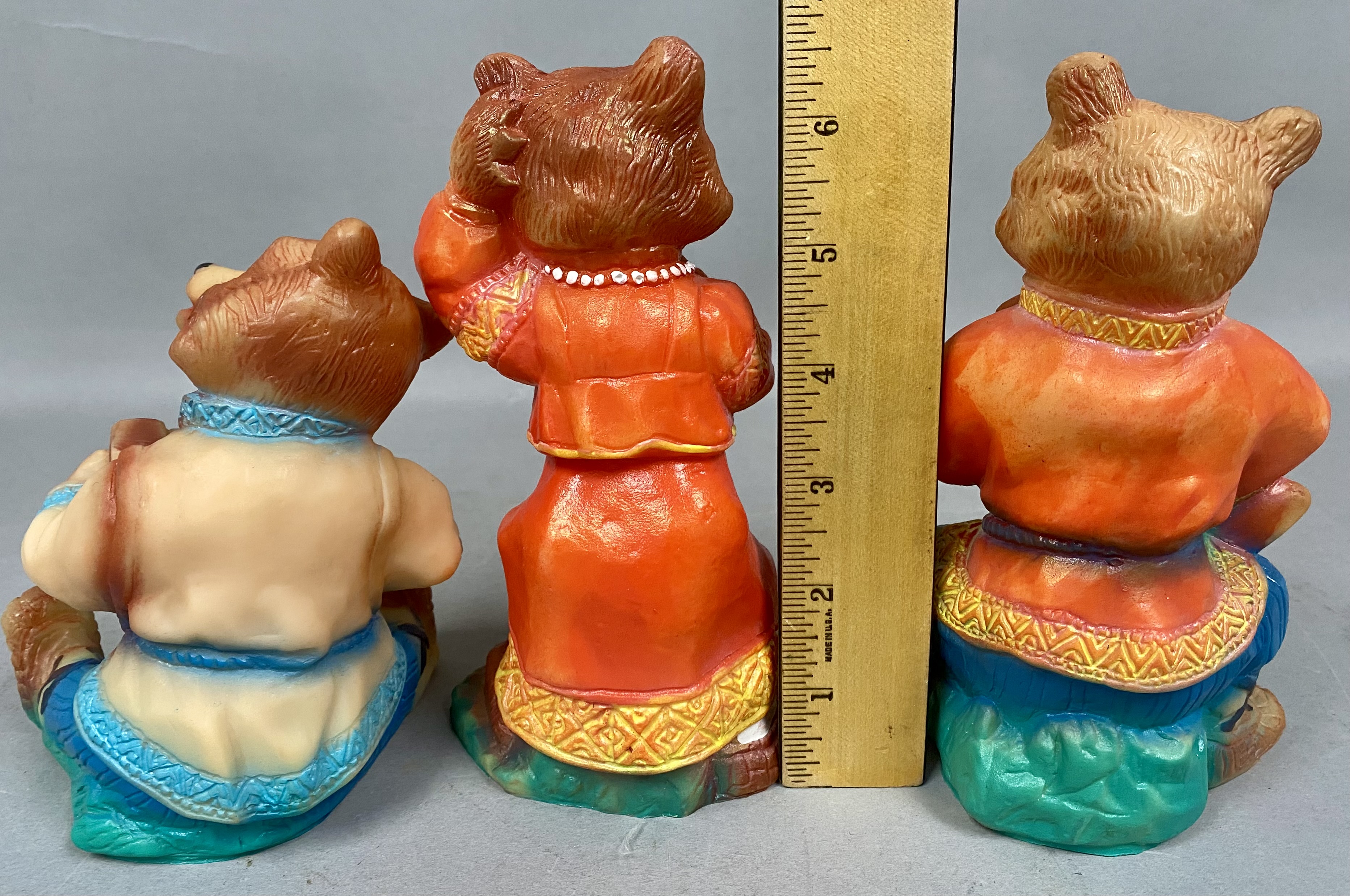 Rubber Russian Folk Bear Figurine Set
