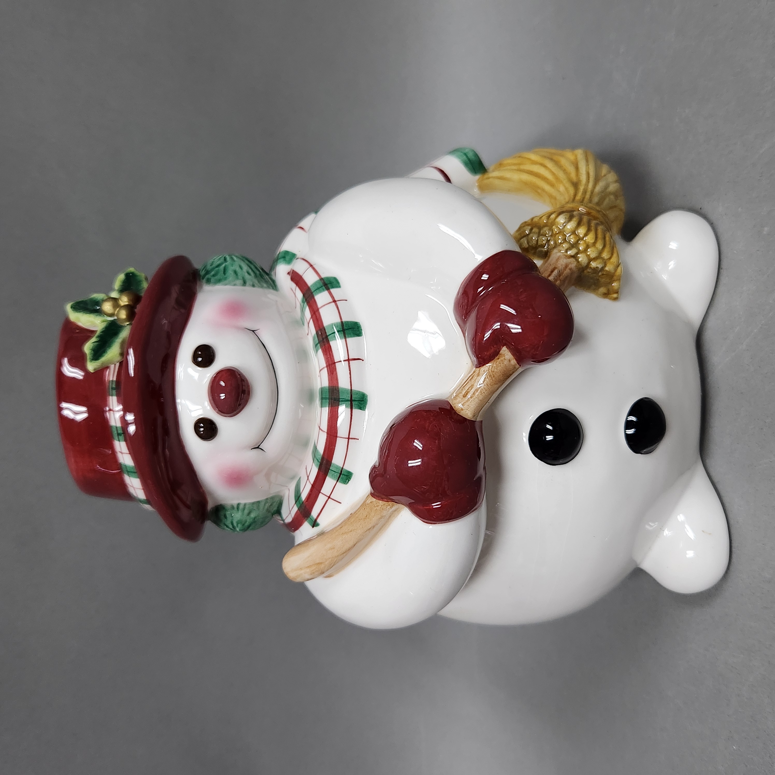Fitz & Floyd Plaid Christmas Snowman Cookie Jar
