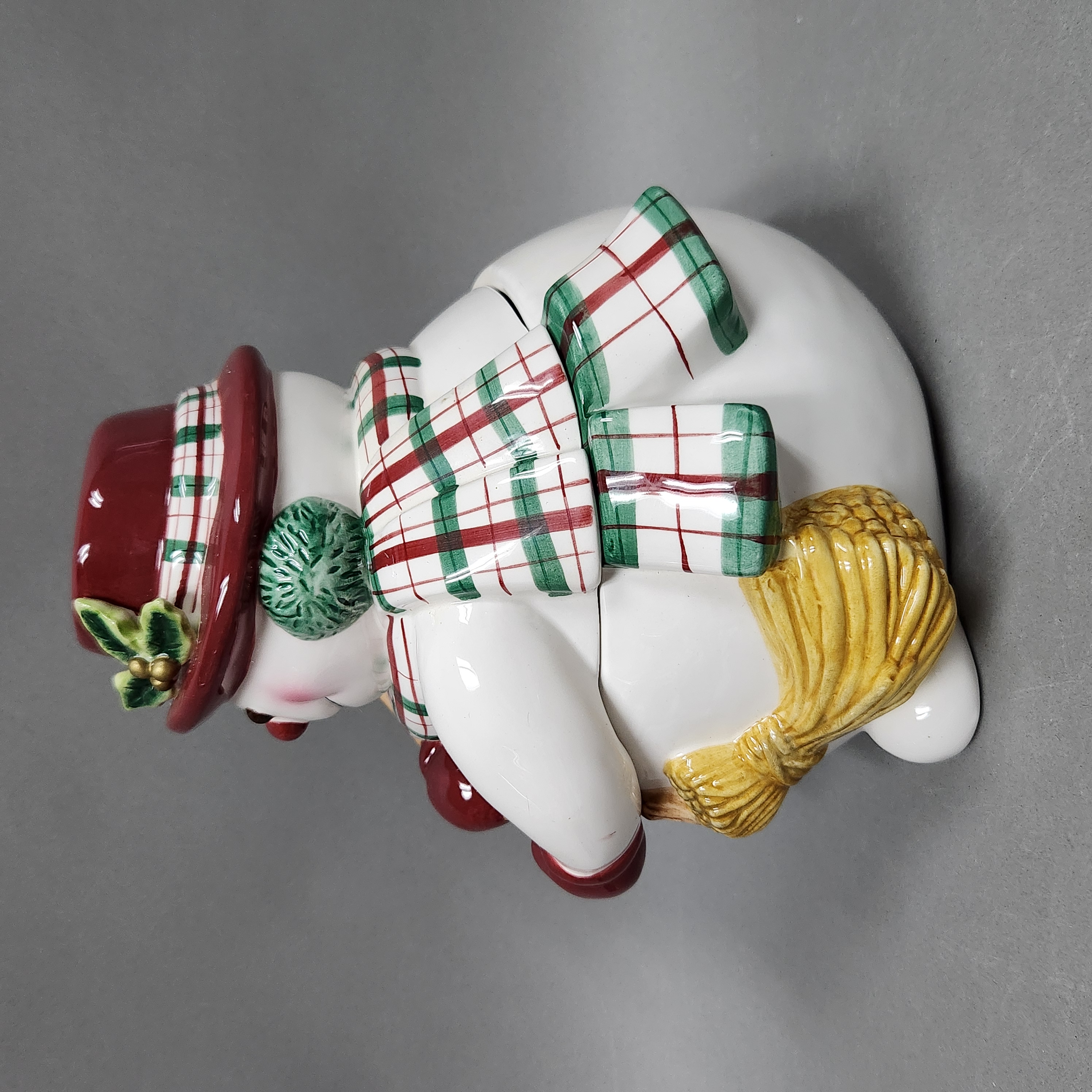 Fitz & Floyd Plaid Christmas Snowman Cookie Jar