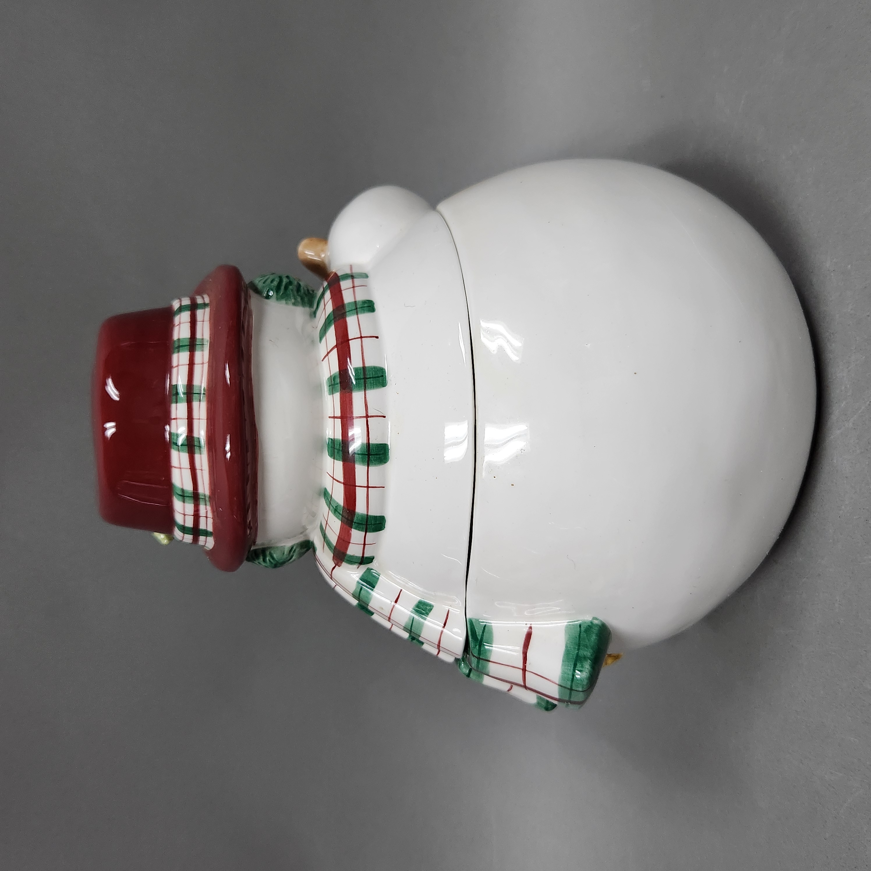 Fitz & Floyd Plaid Christmas Snowman Cookie Jar