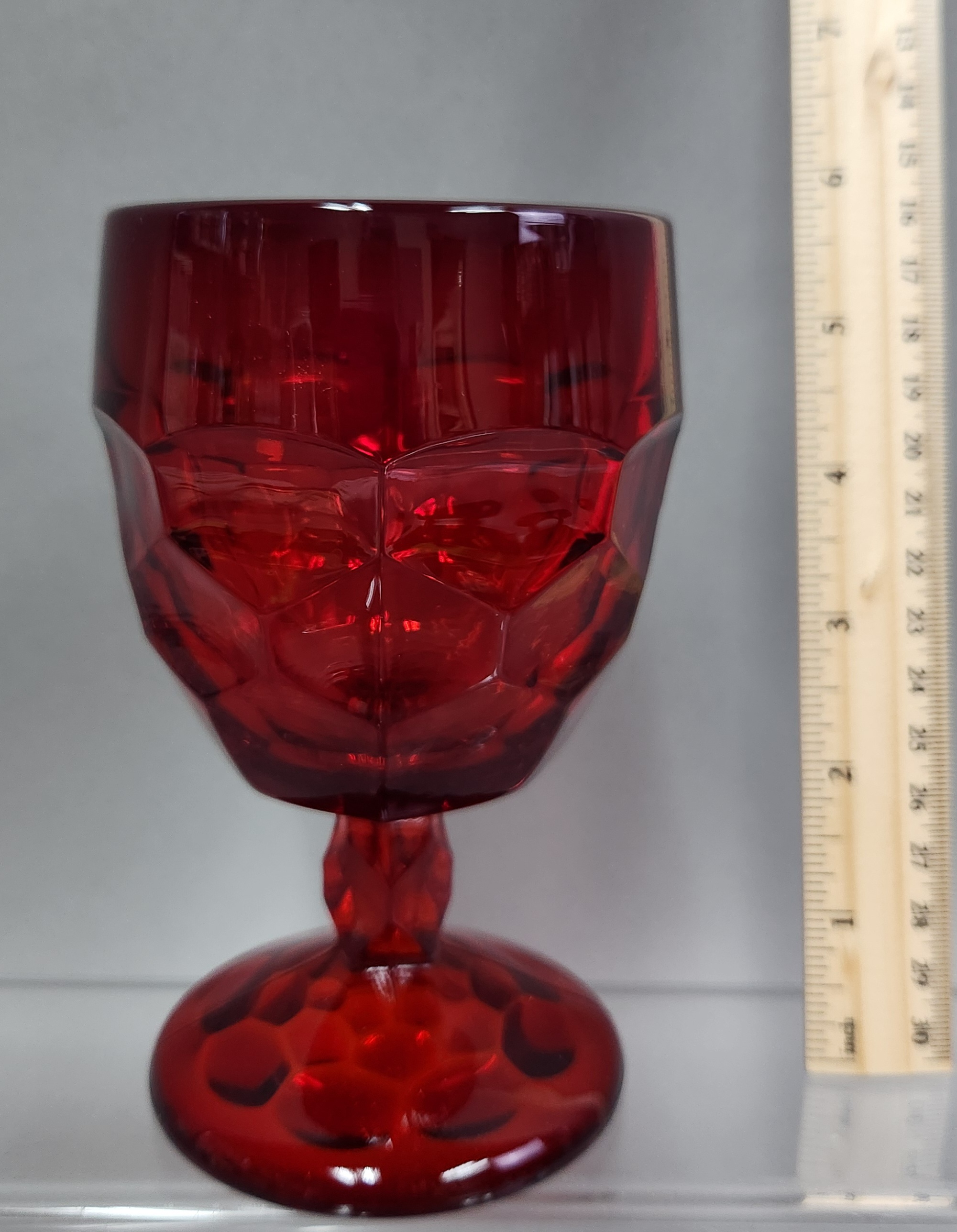 Viking Ruby Red Faceted Glass Goblets