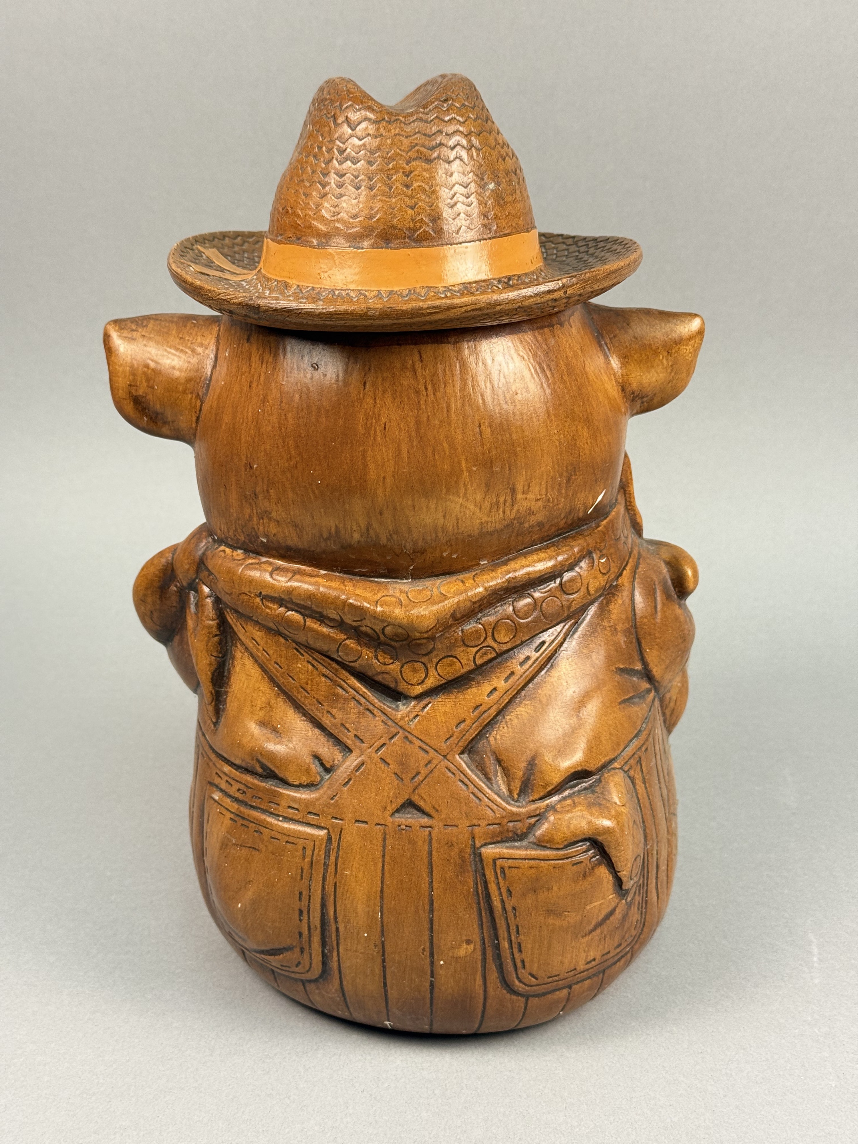 Treasure Craft Ceramic Farmer Pig Cookie Jar