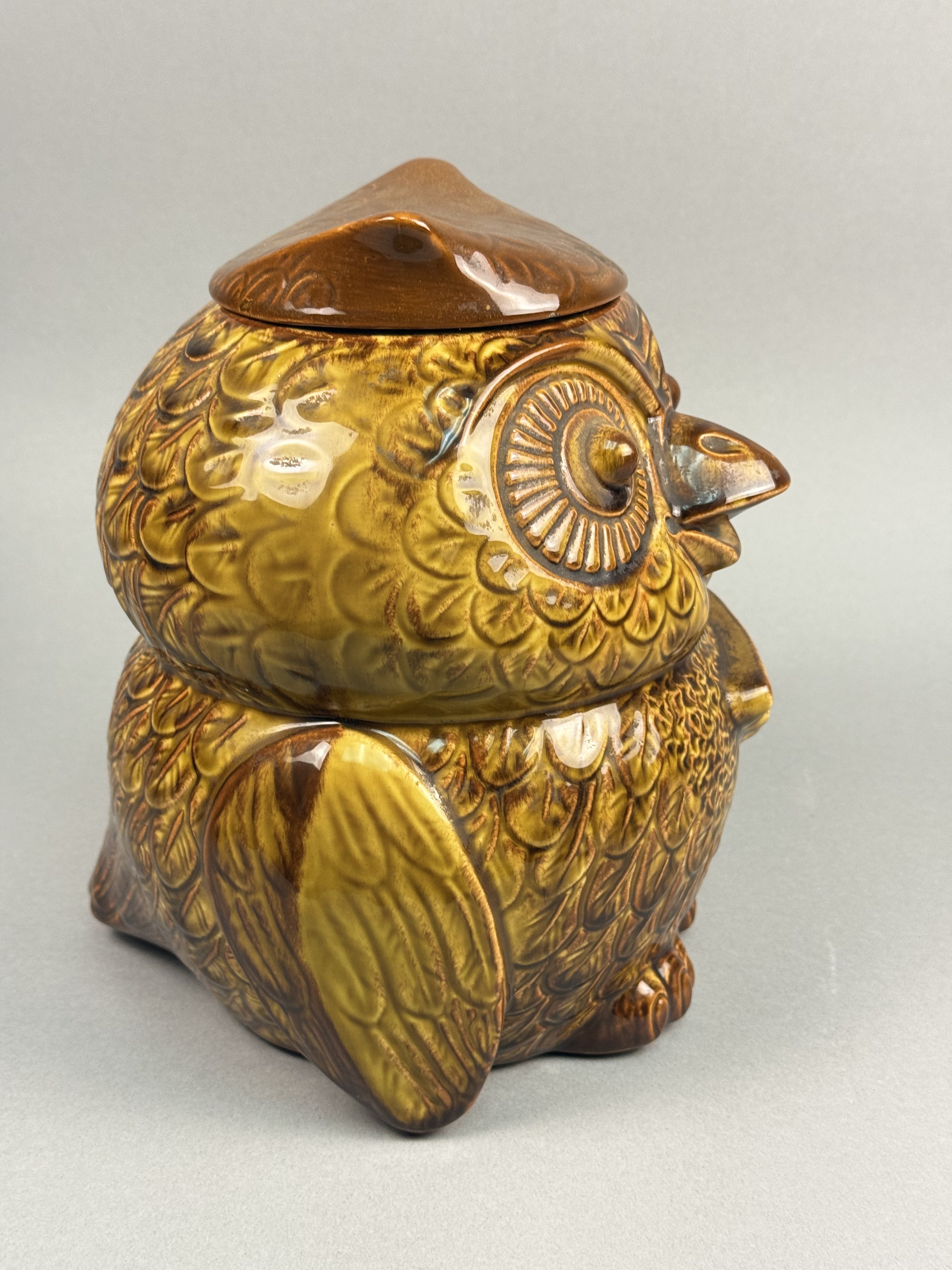 USA Glazed Ceramic Winking Owl Cookie Jar