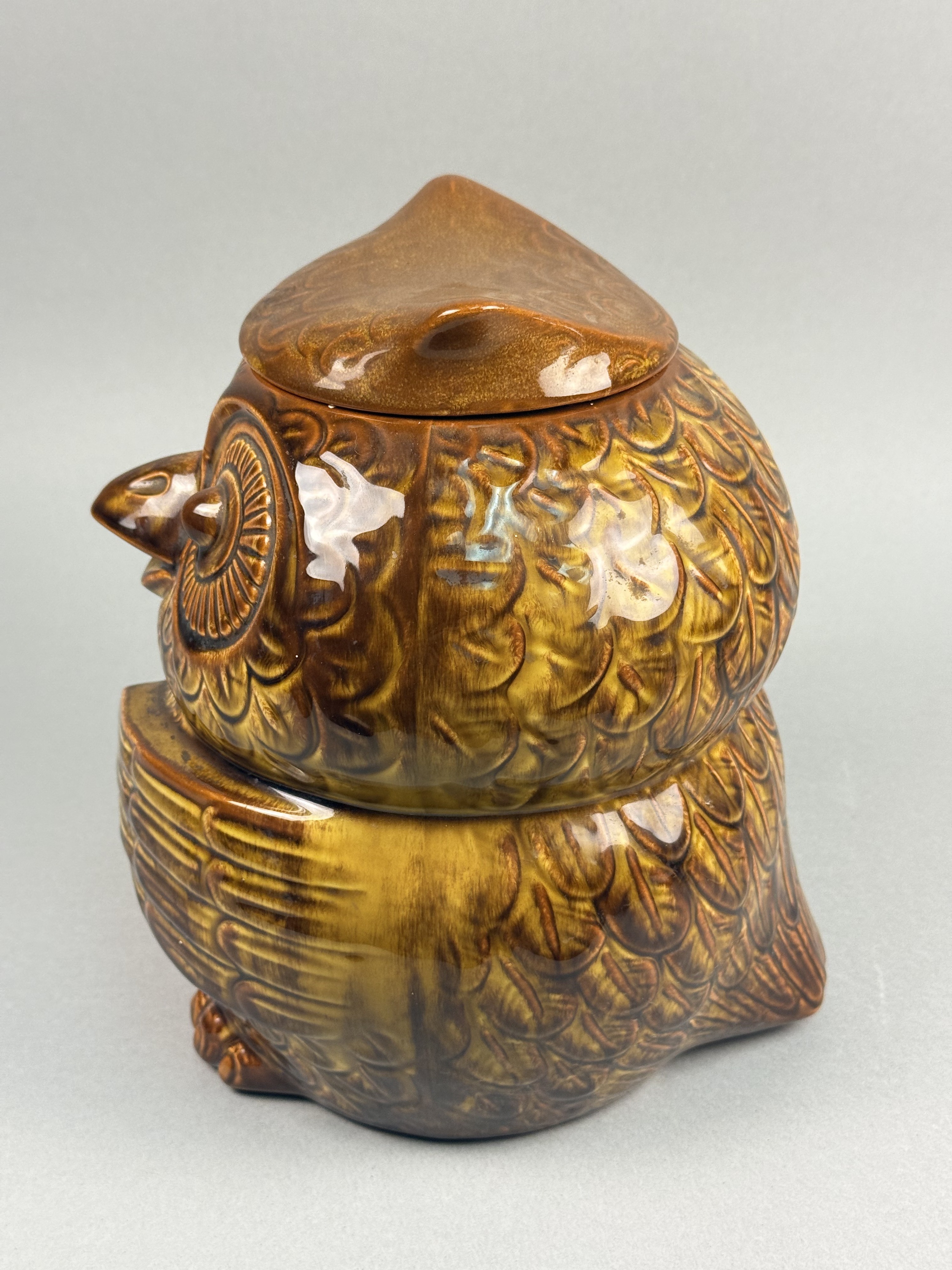 USA Glazed Ceramic Winking Owl Cookie Jar