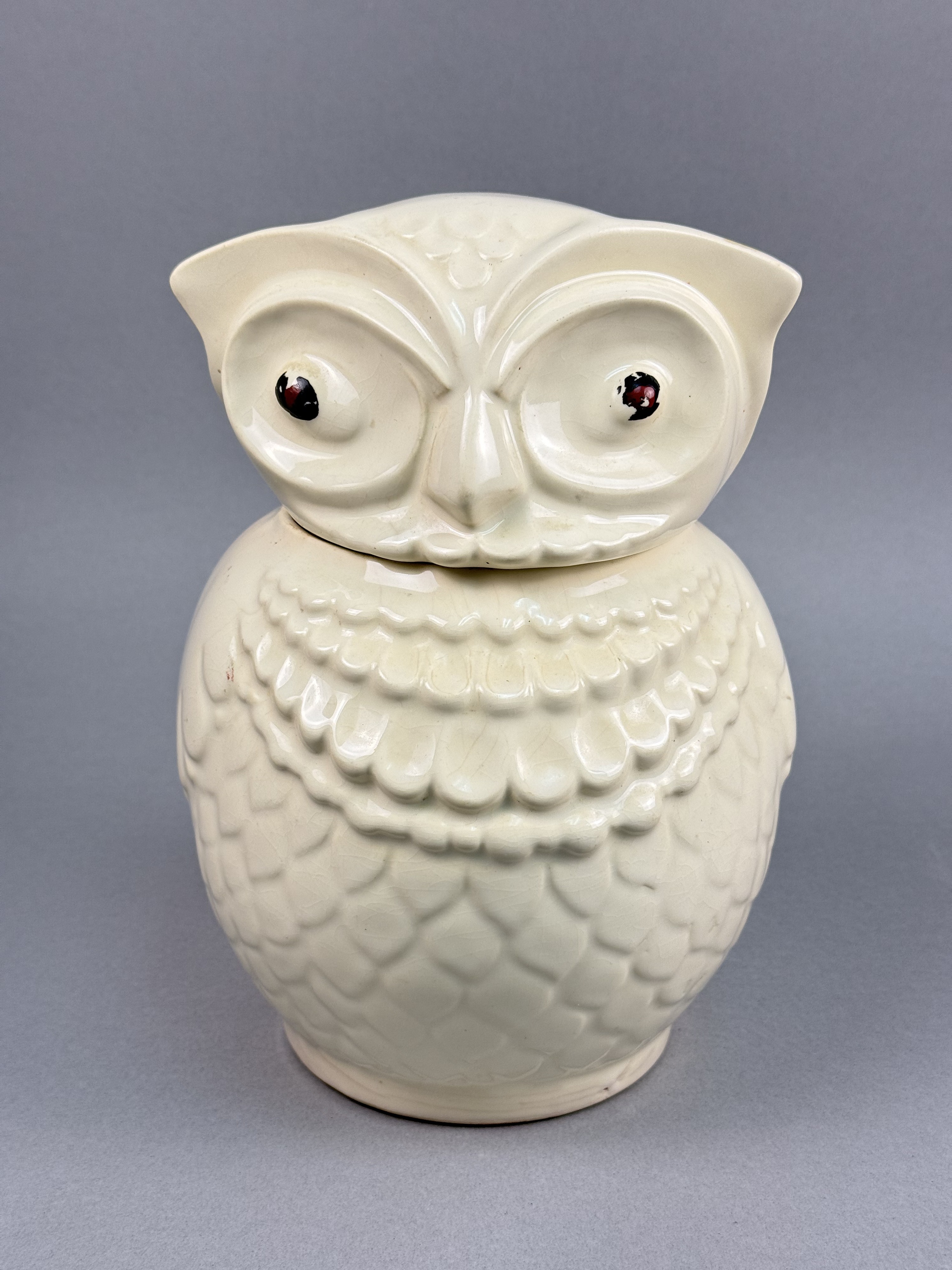 Glazed Ceramic Figural Owl Cookie Jar