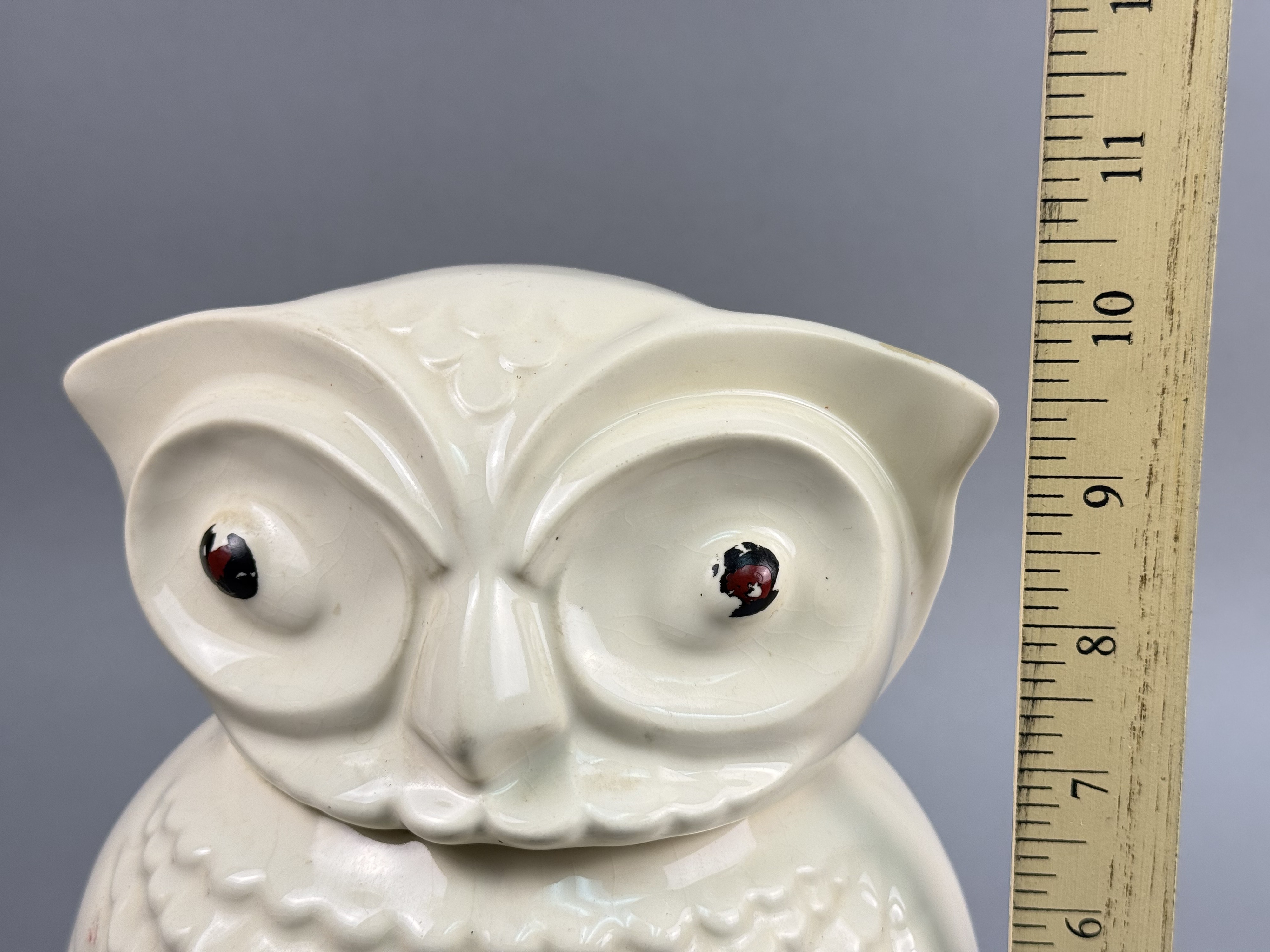 Glazed Ceramic Figural Owl Cookie Jar
