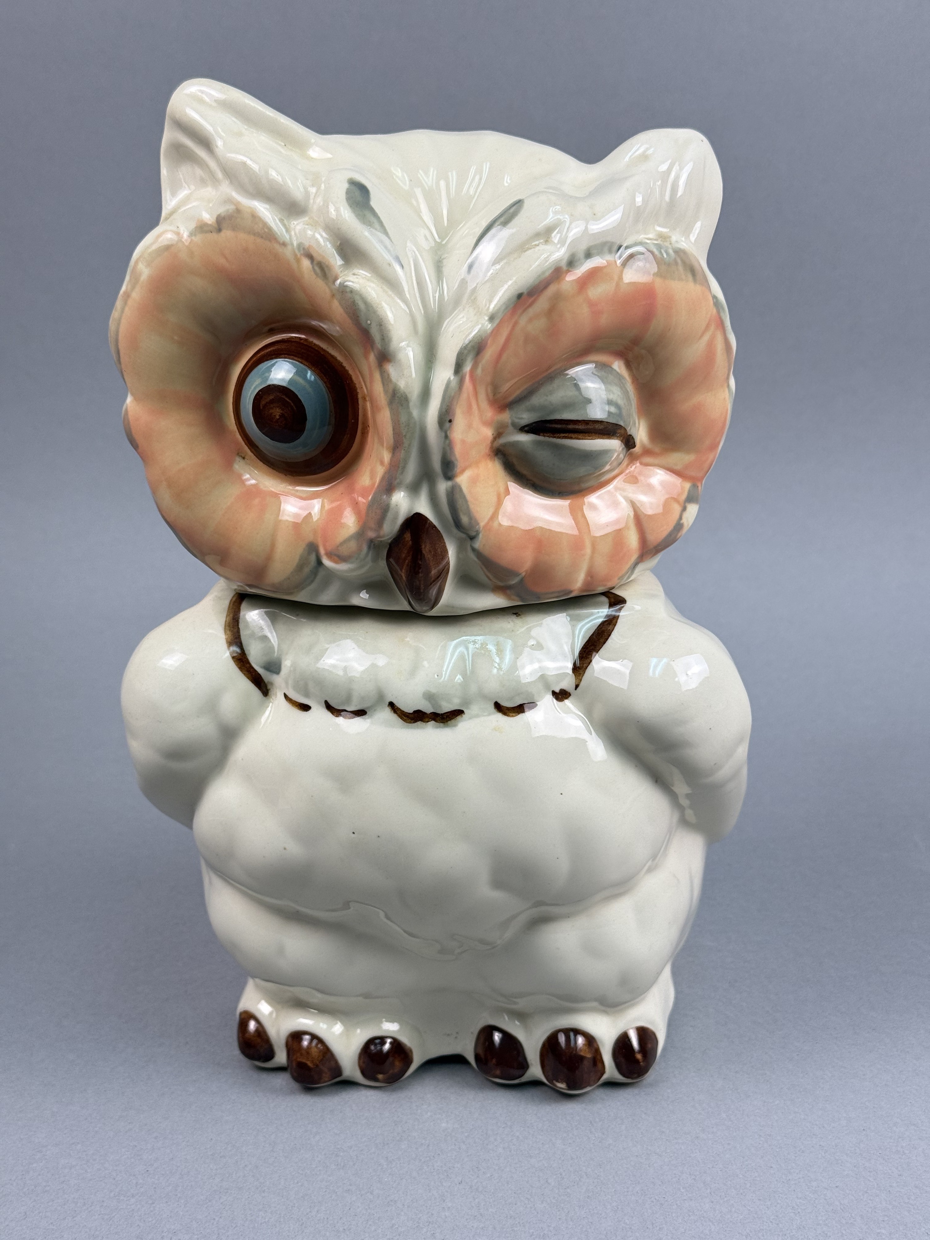 USA Earthenware Winking Owl Cookie Jar