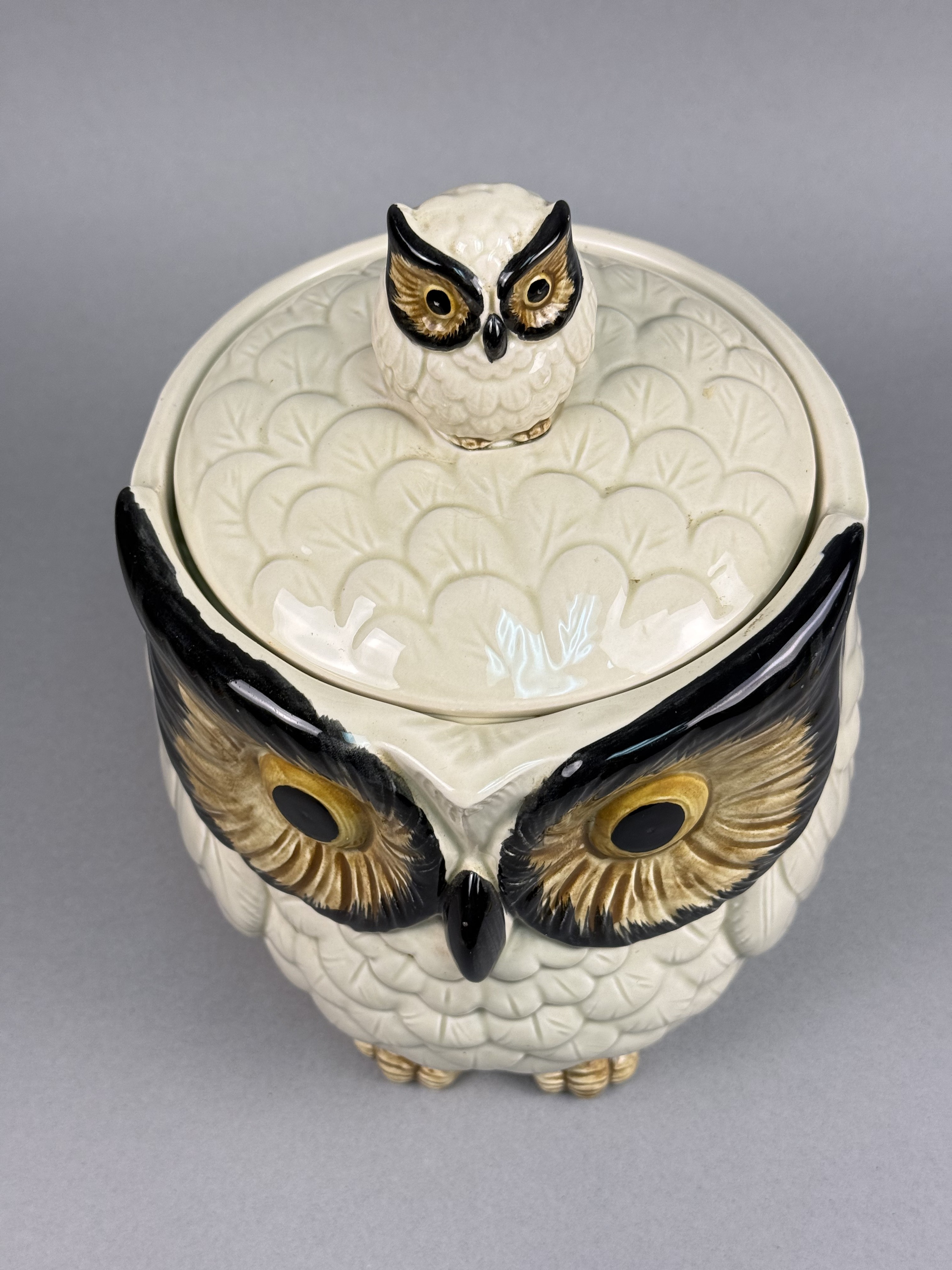 Glazed Ceramic Figural Owl Cookie Jar