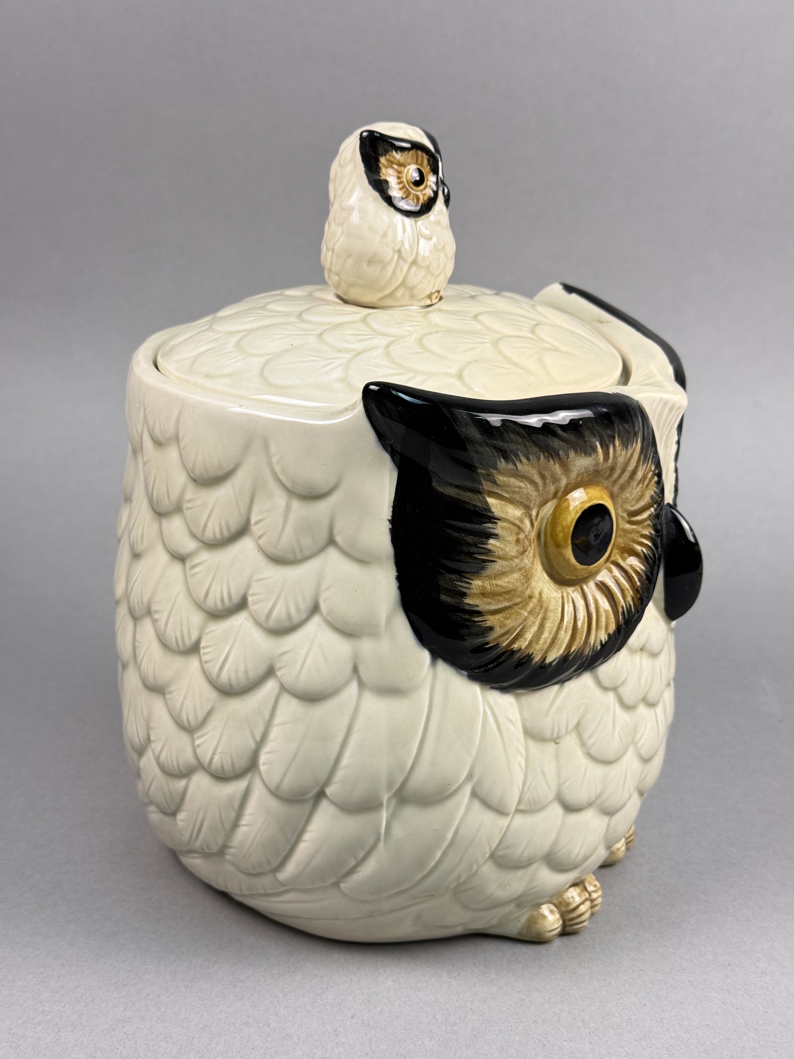 Glazed Ceramic Figural Owl Cookie Jar