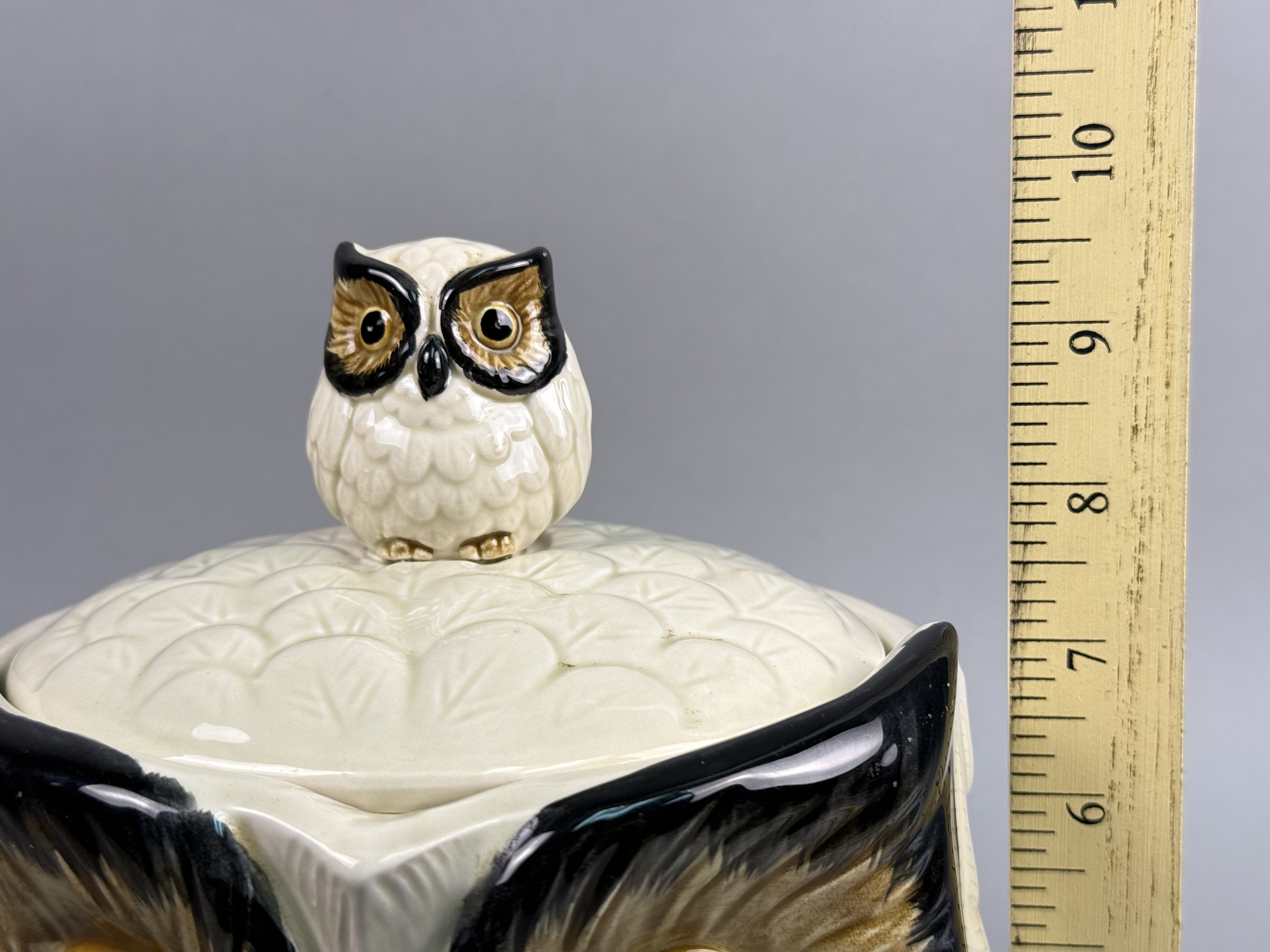 Glazed Ceramic Figural Owl Cookie Jar