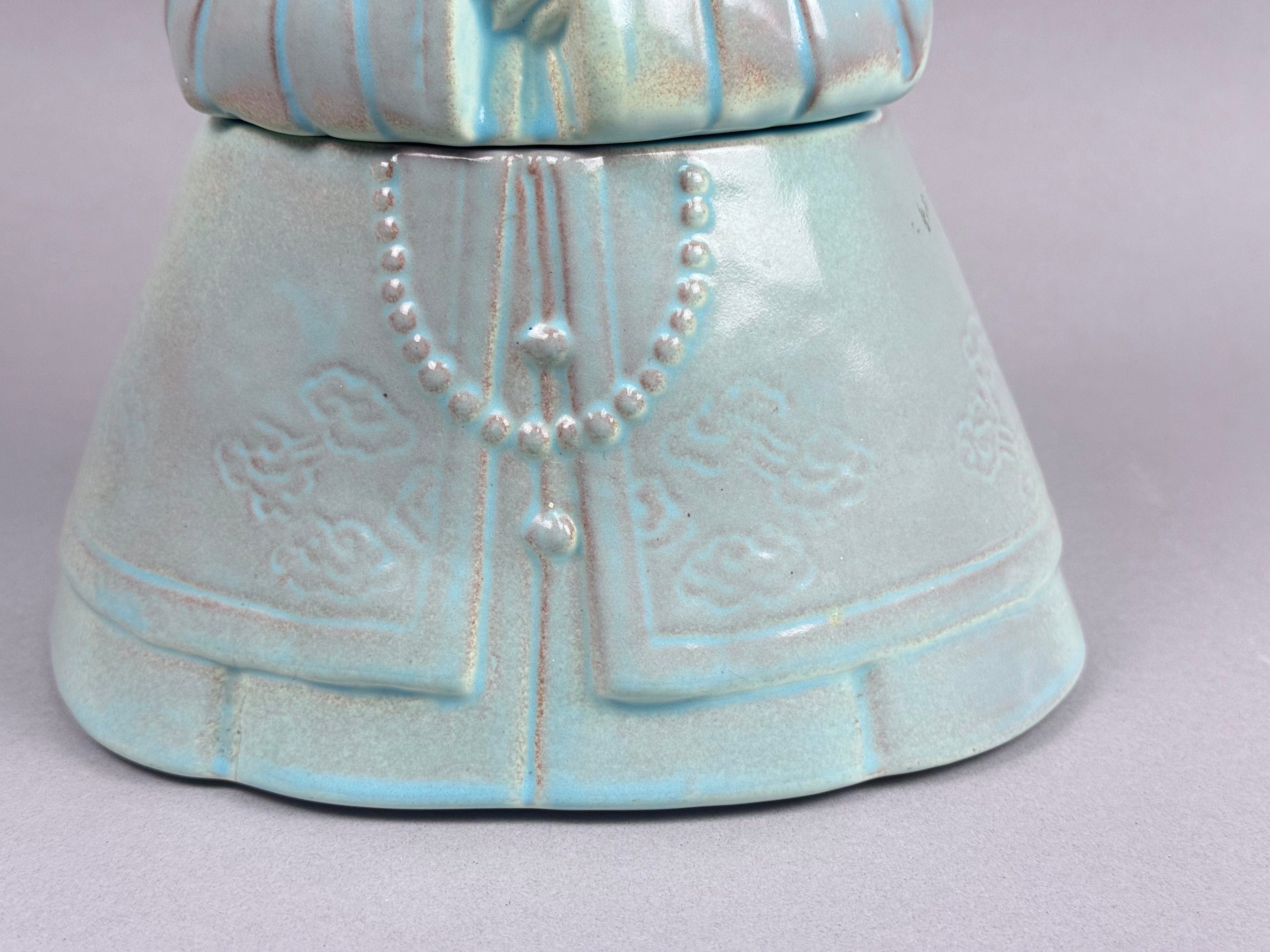 Turquoise Glazed Ceramic Emperor Cookie Jar