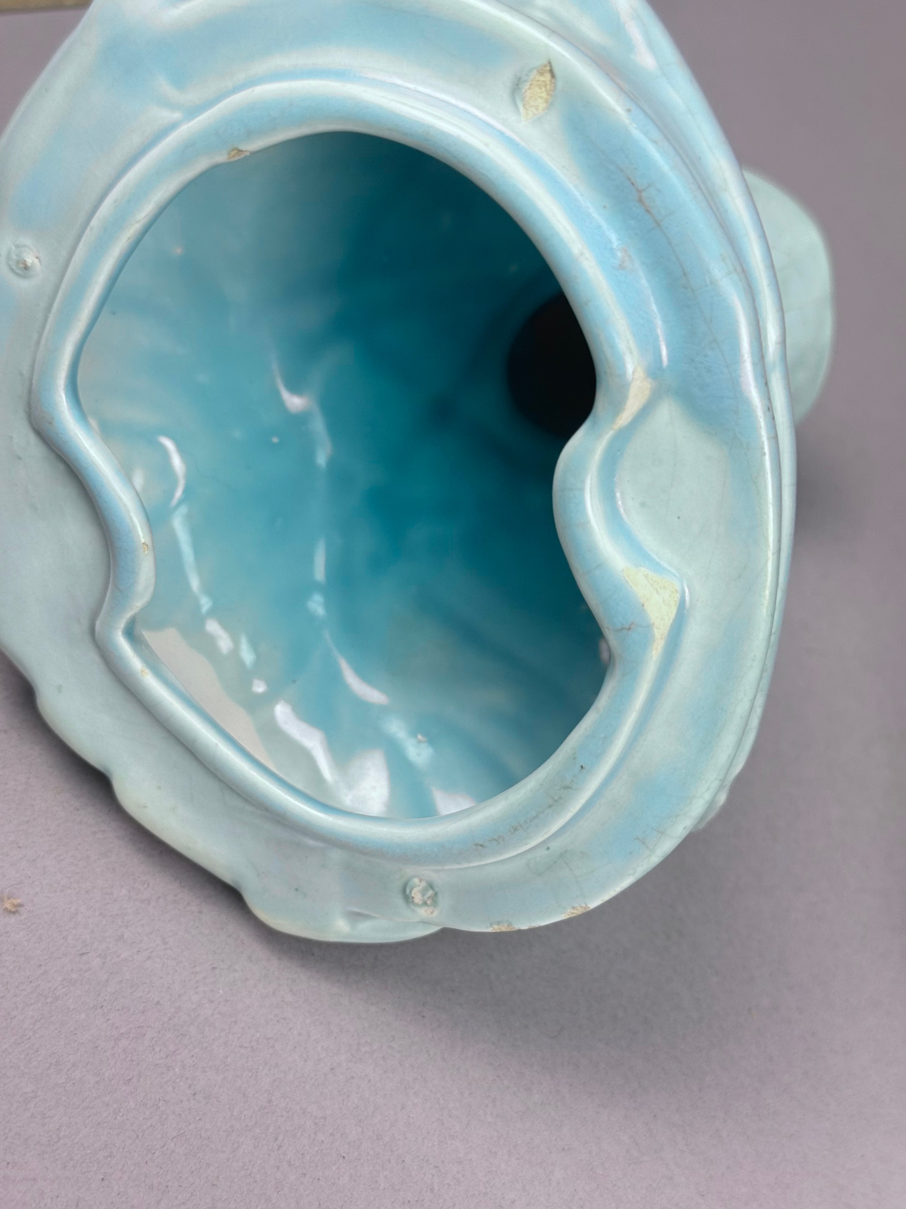 Turquoise Glazed Ceramic Emperor Cookie Jar