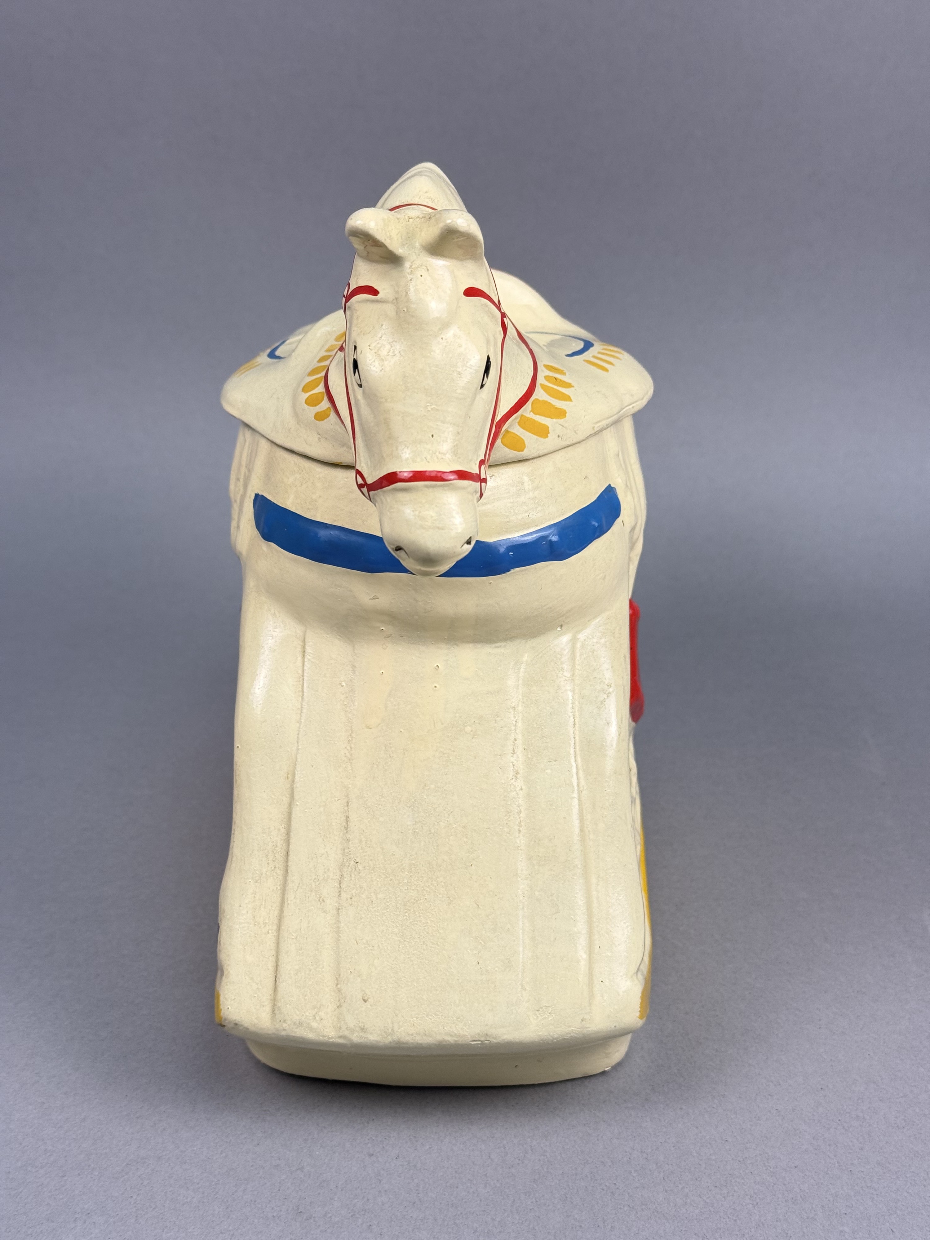 Cold-Painted Earthenware Rocking Horse Cookie Jar