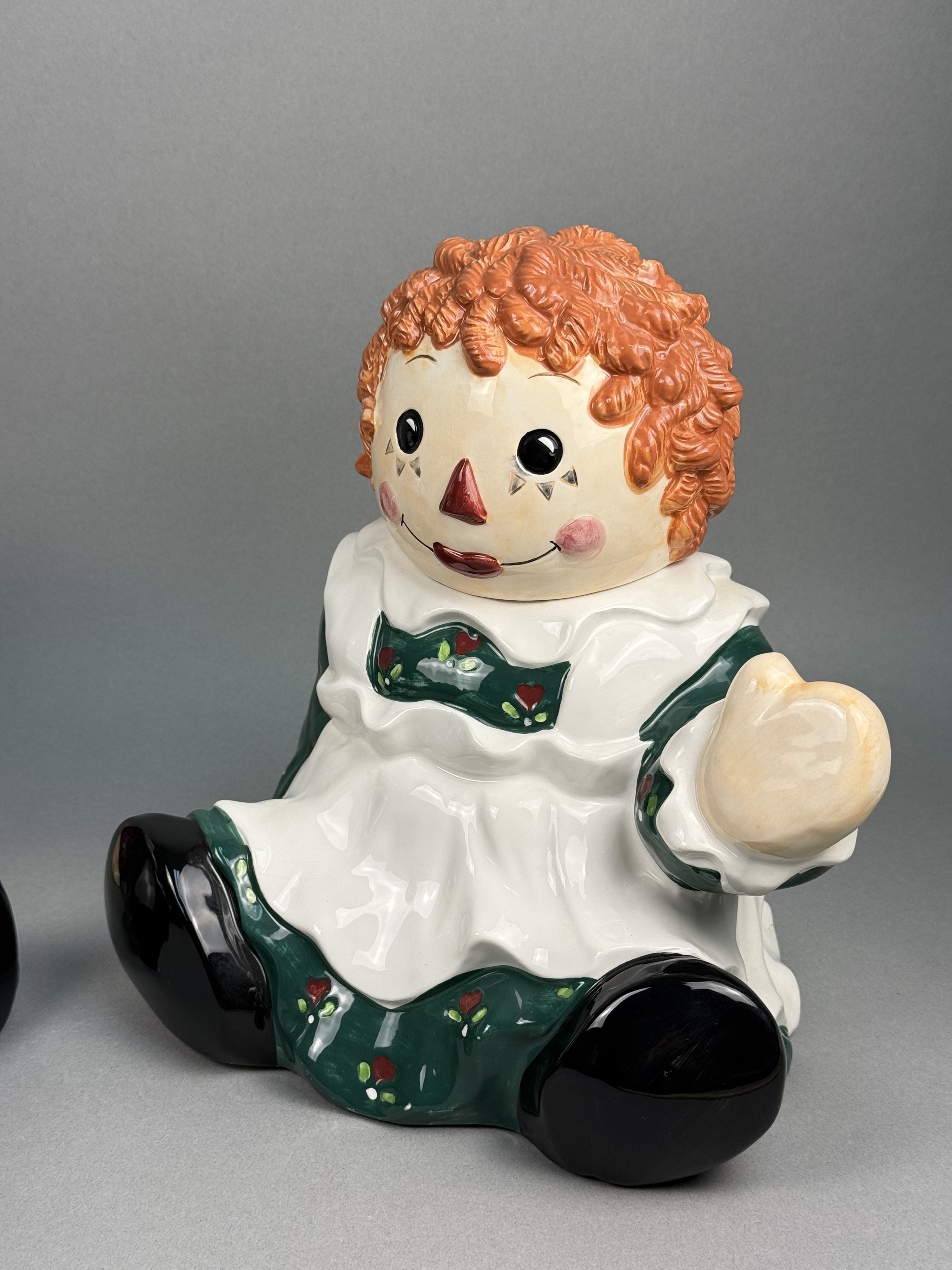 2 Sakura Ceramic Raggedy Ann & Andy Cookie Jars