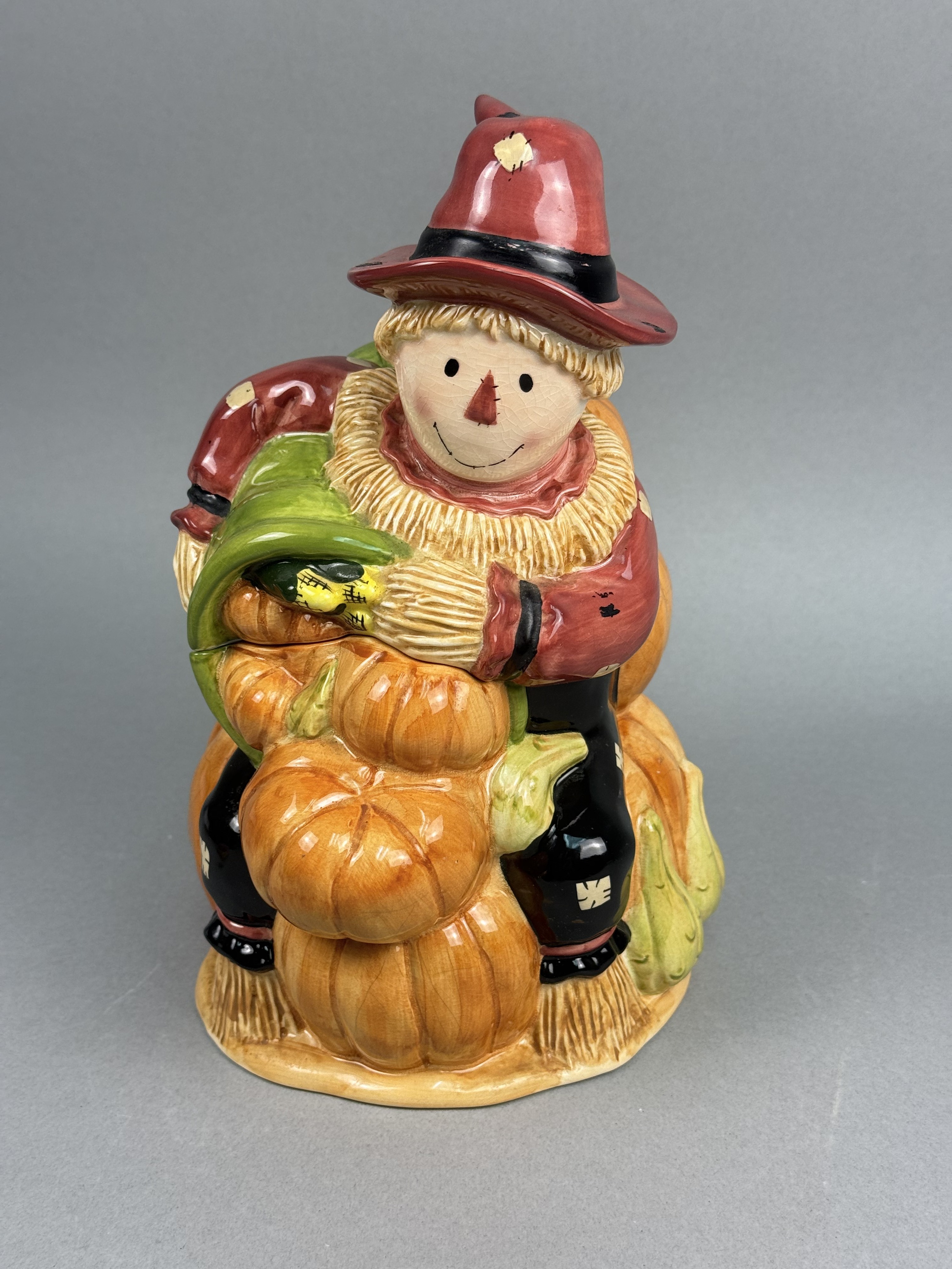 Russ Berrie Glazed Earthenware Scarecrow Cookie Jar