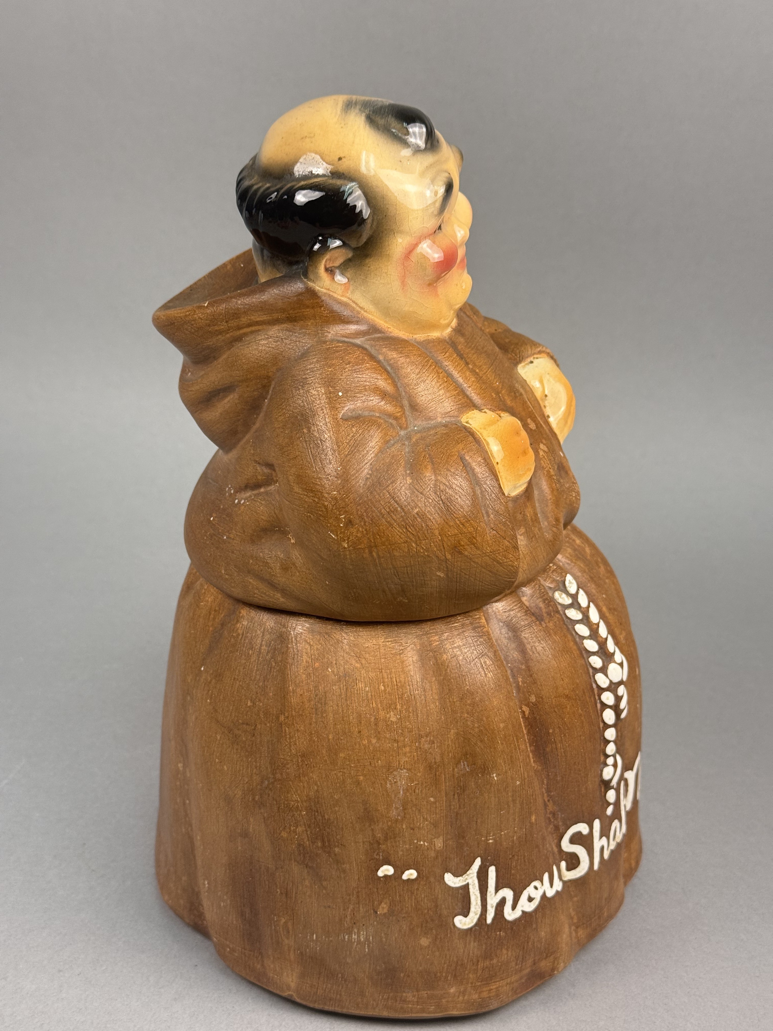 Earthenware Seated Monk Cookie Jar