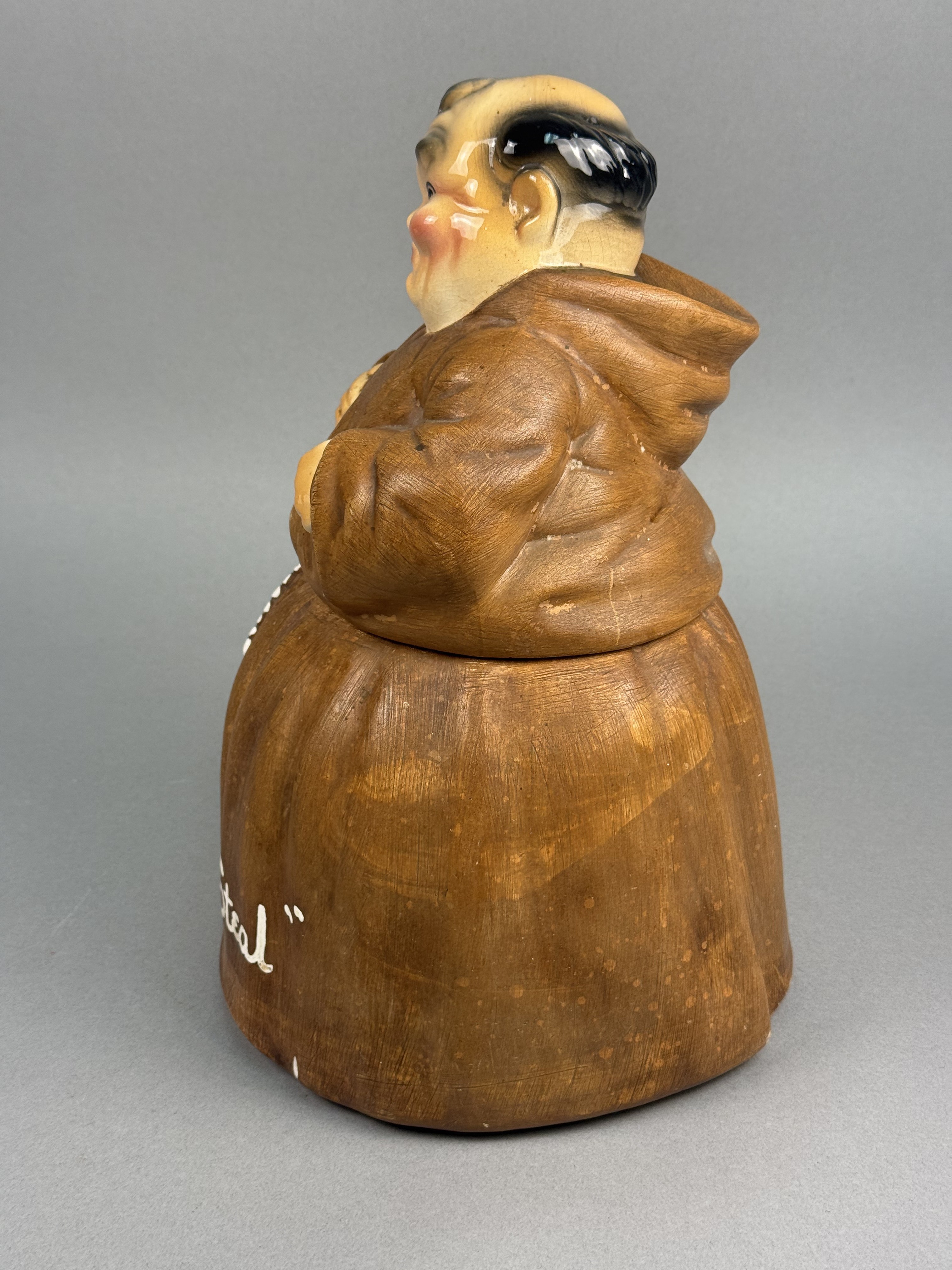 Earthenware Seated Monk Cookie Jar