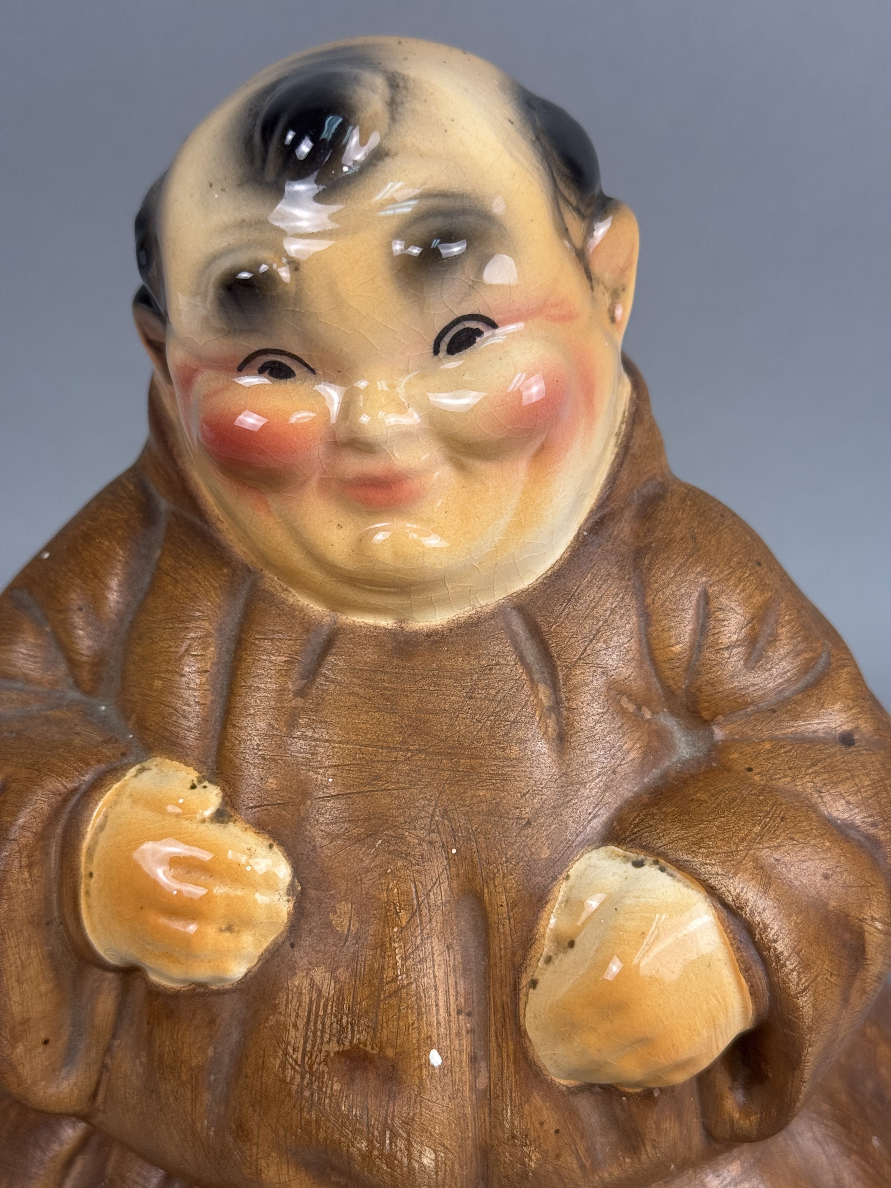 Earthenware Seated Monk Cookie Jar