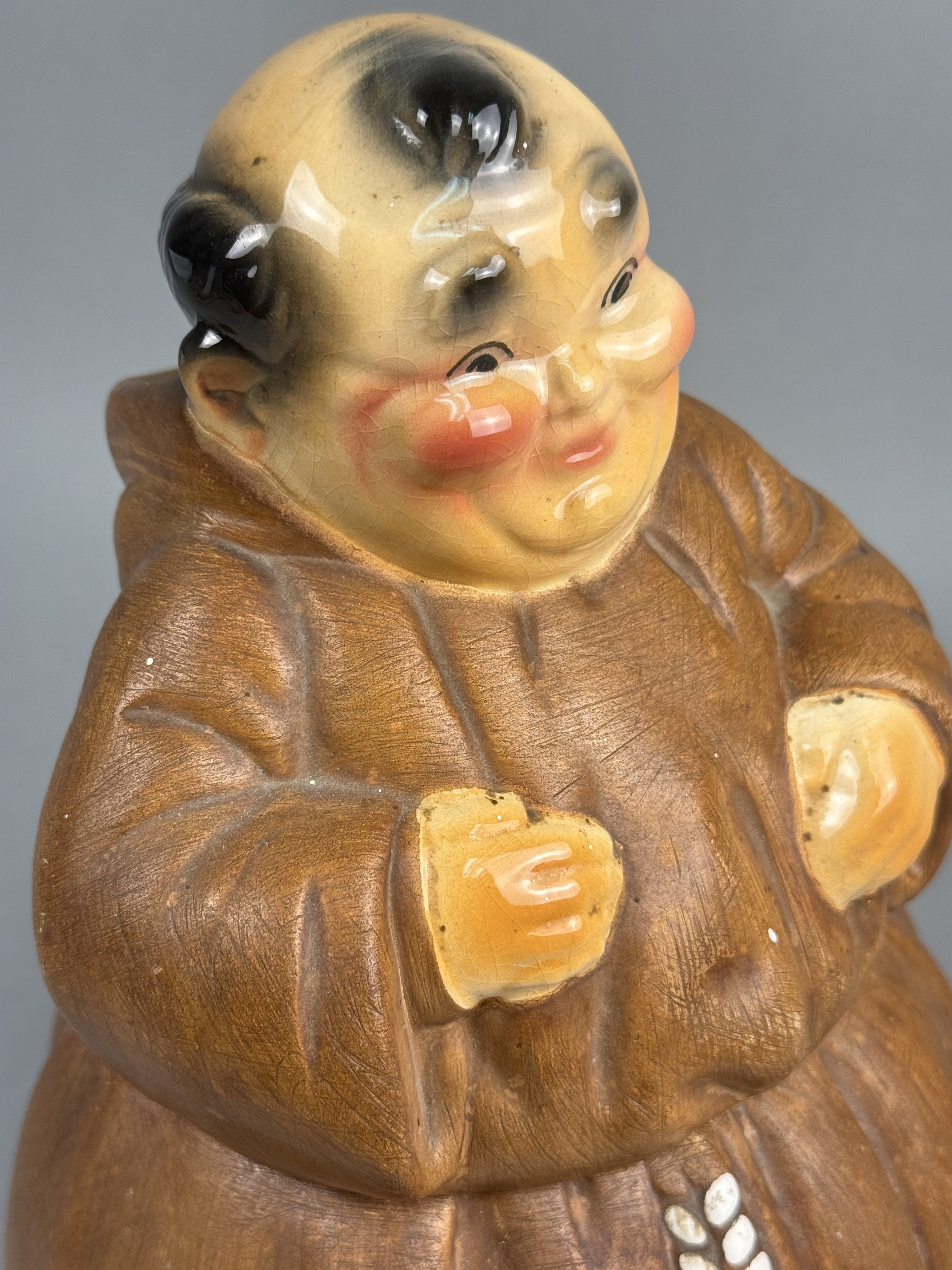 Earthenware Seated Monk Cookie Jar