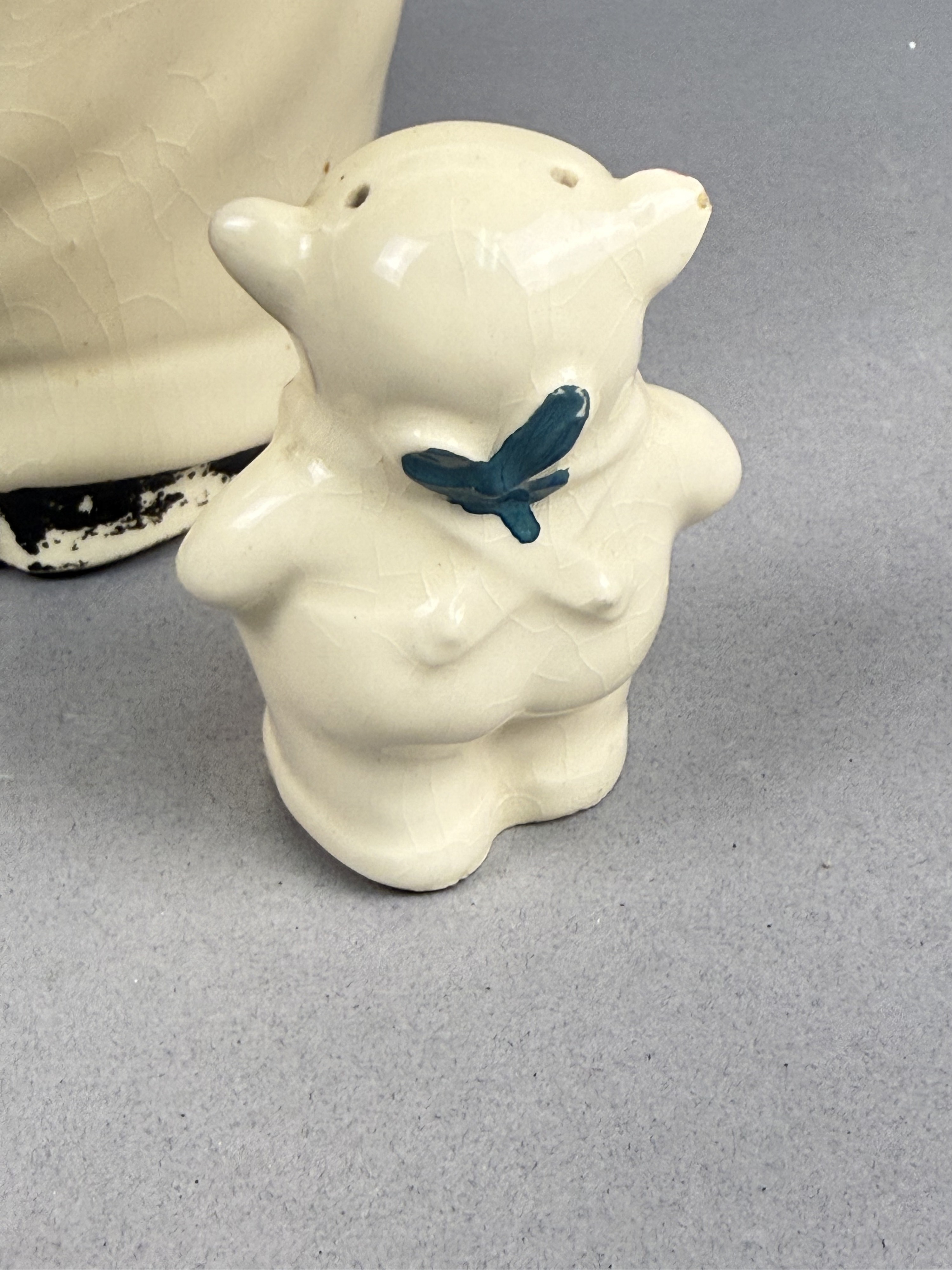 Ceramic Smiling Pig Cookie Jar & Shakers