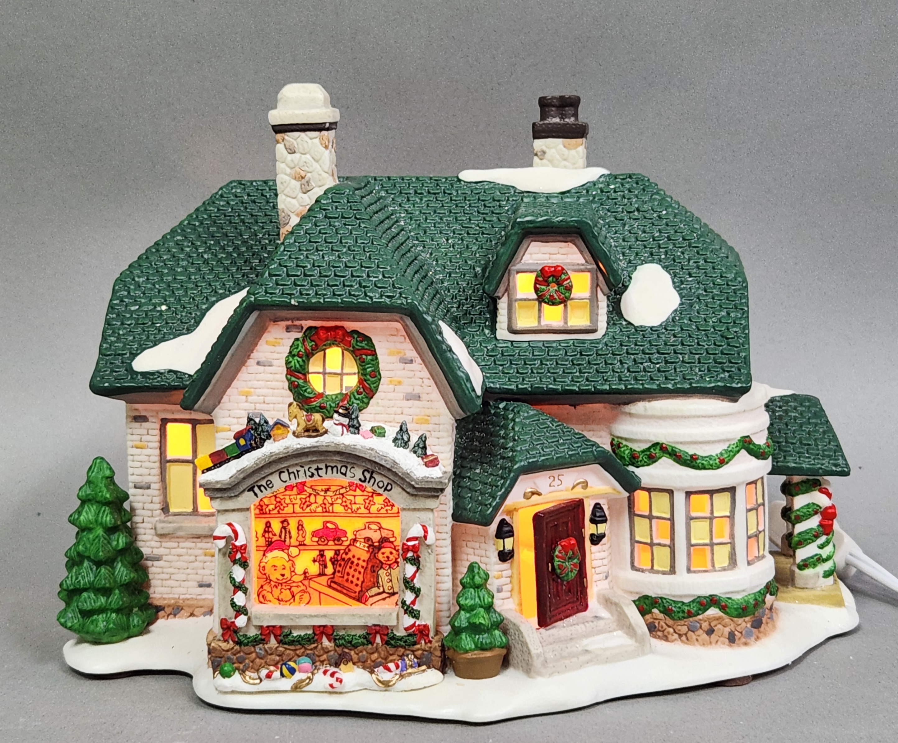 Porcelain Lighted Christmas Shop Building