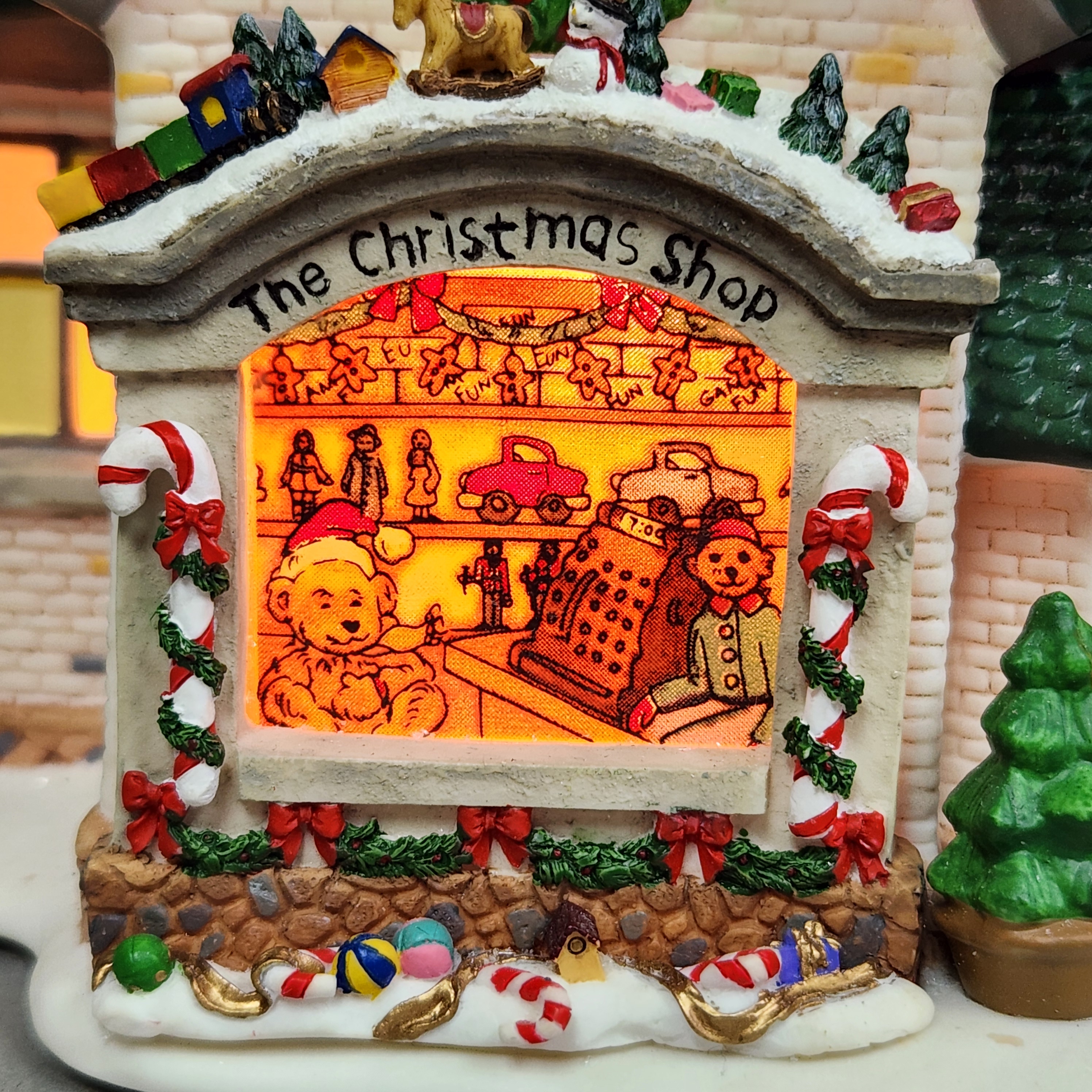 Porcelain Lighted Christmas Shop Building