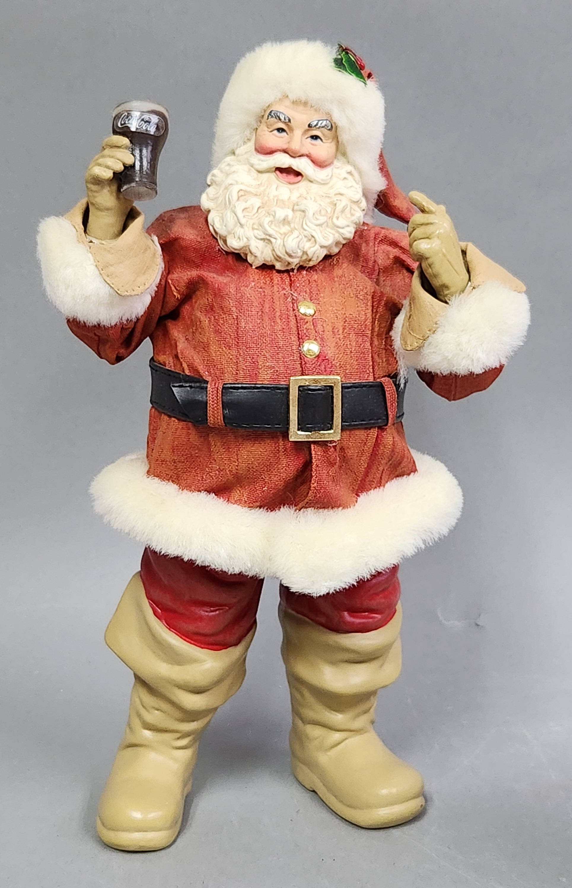 Coca-Cola Fabric Mache Licensed Santa & Stool