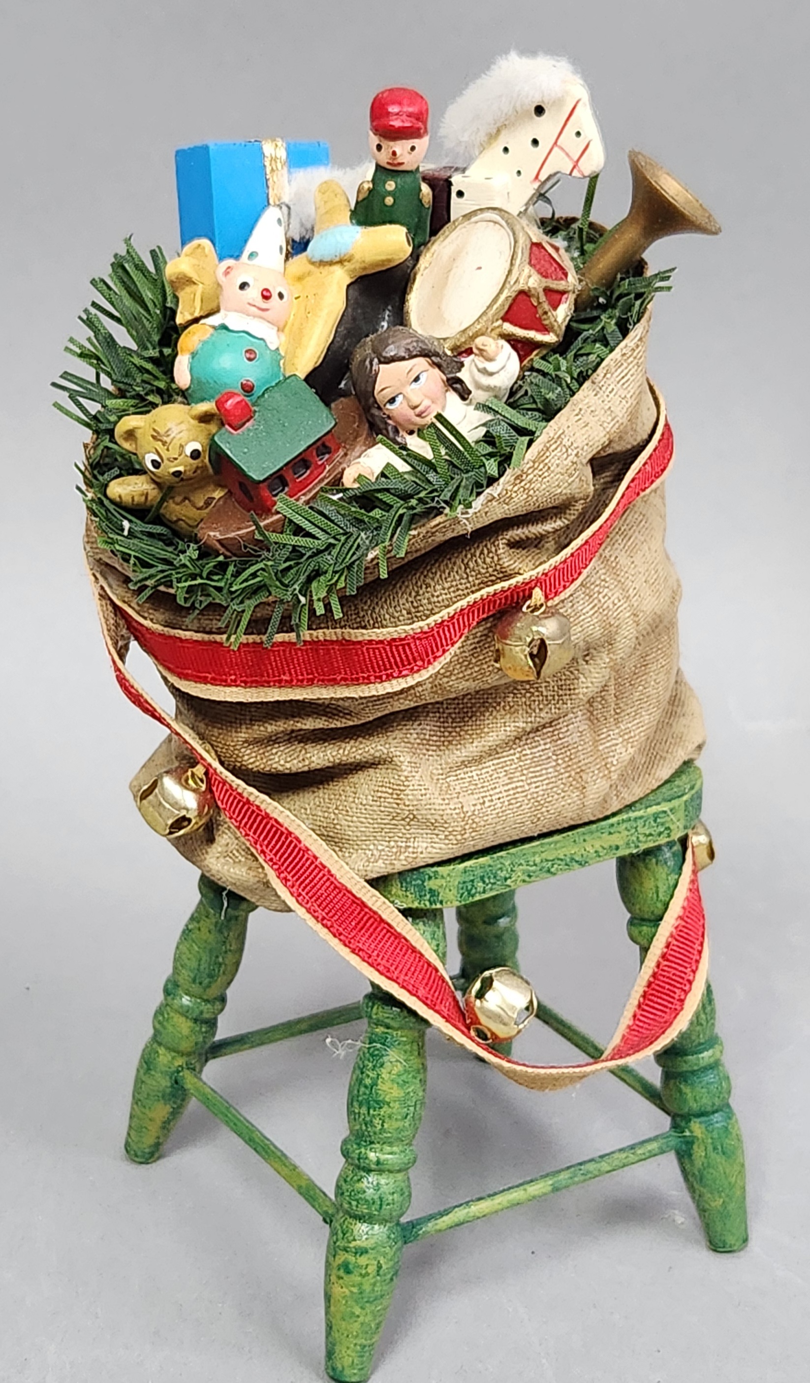 Coca-Cola Fabric Mache Licensed Santa & Stool
