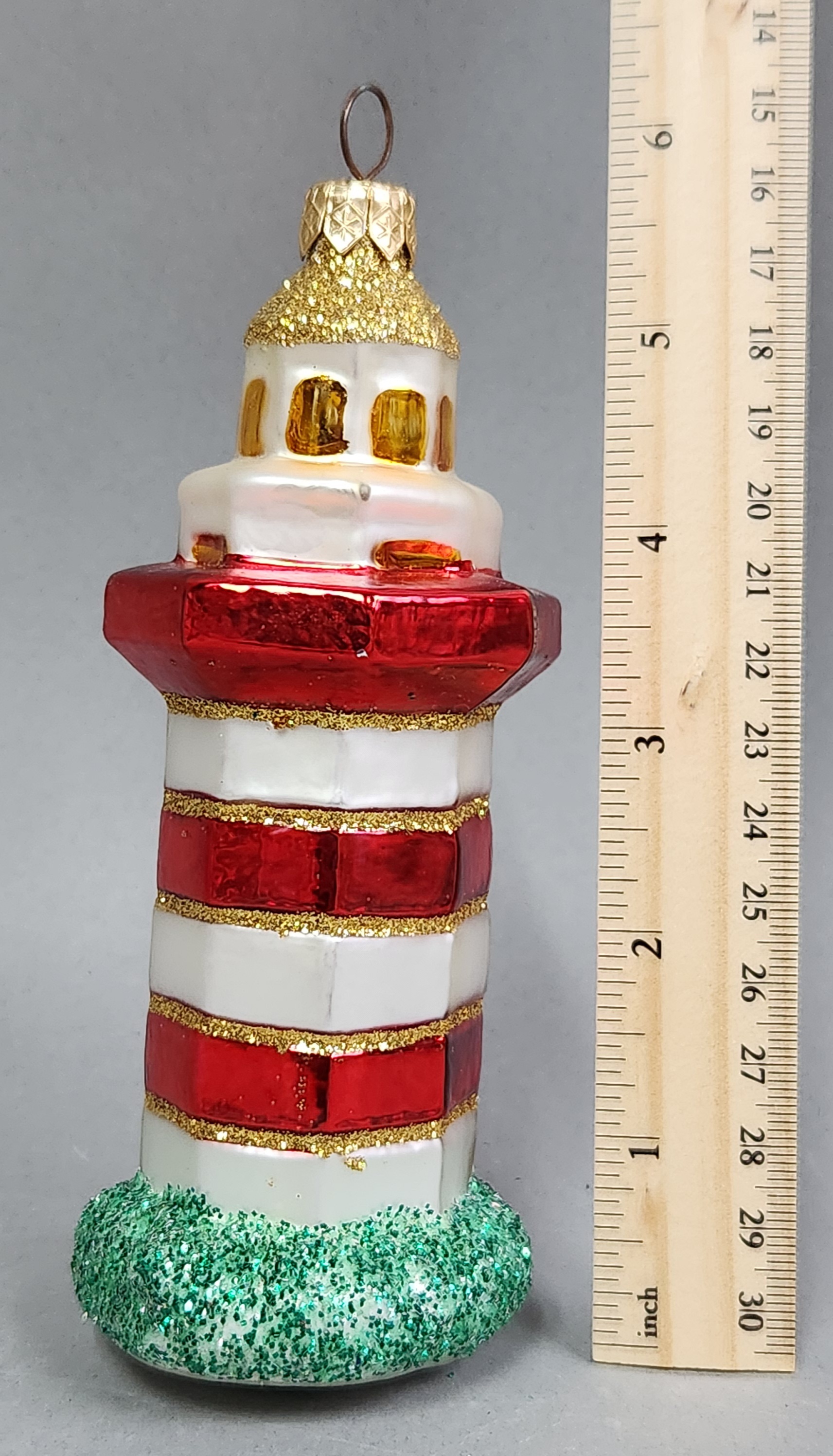 Glass Lighthouse Ornament #1