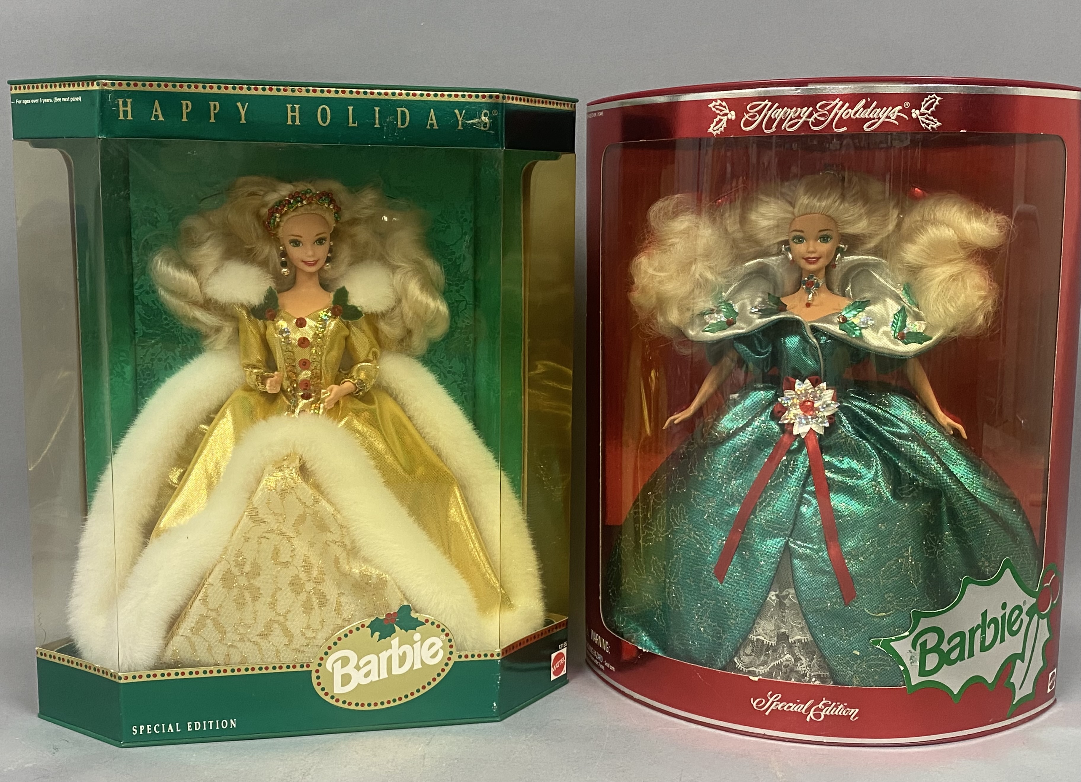 2 Mattel Happy Holidays Special Edition Barbies