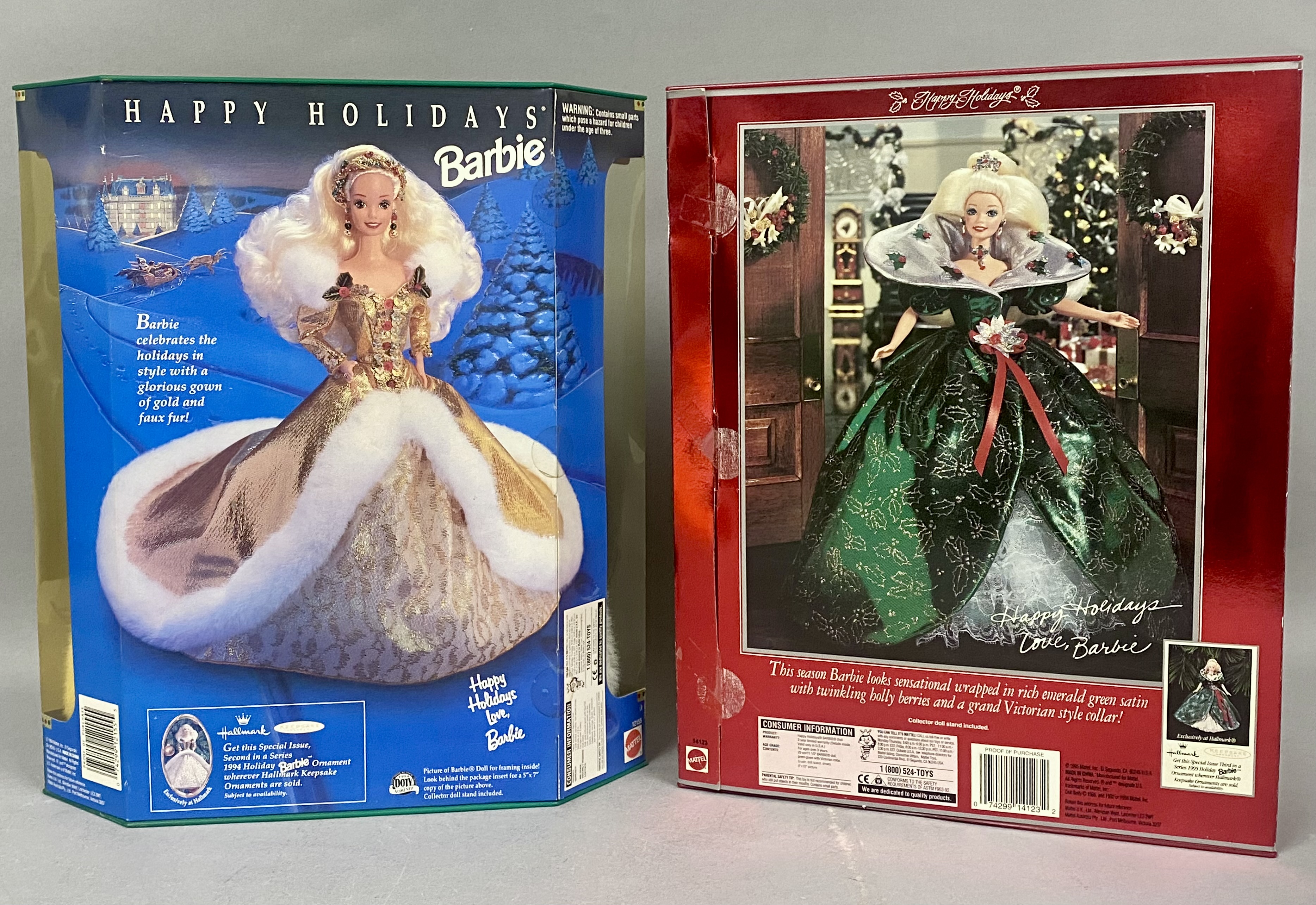 2 Mattel Happy Holidays Special Edition Barbies