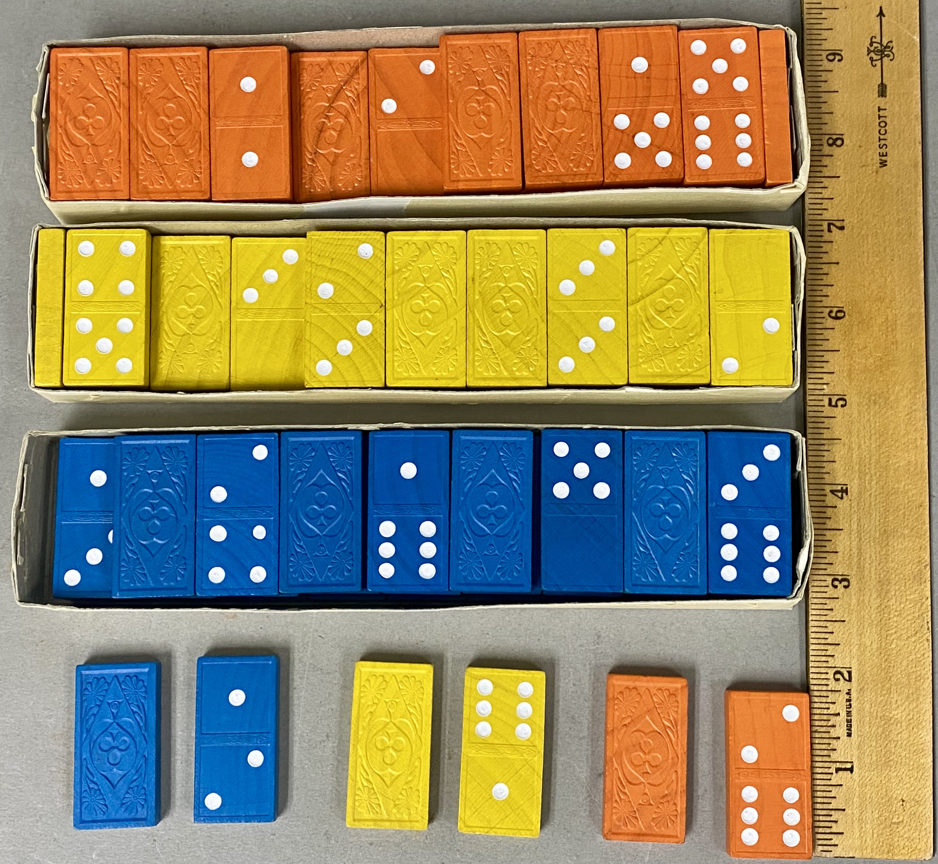 Six Multi-Color Embossed Domino Sets