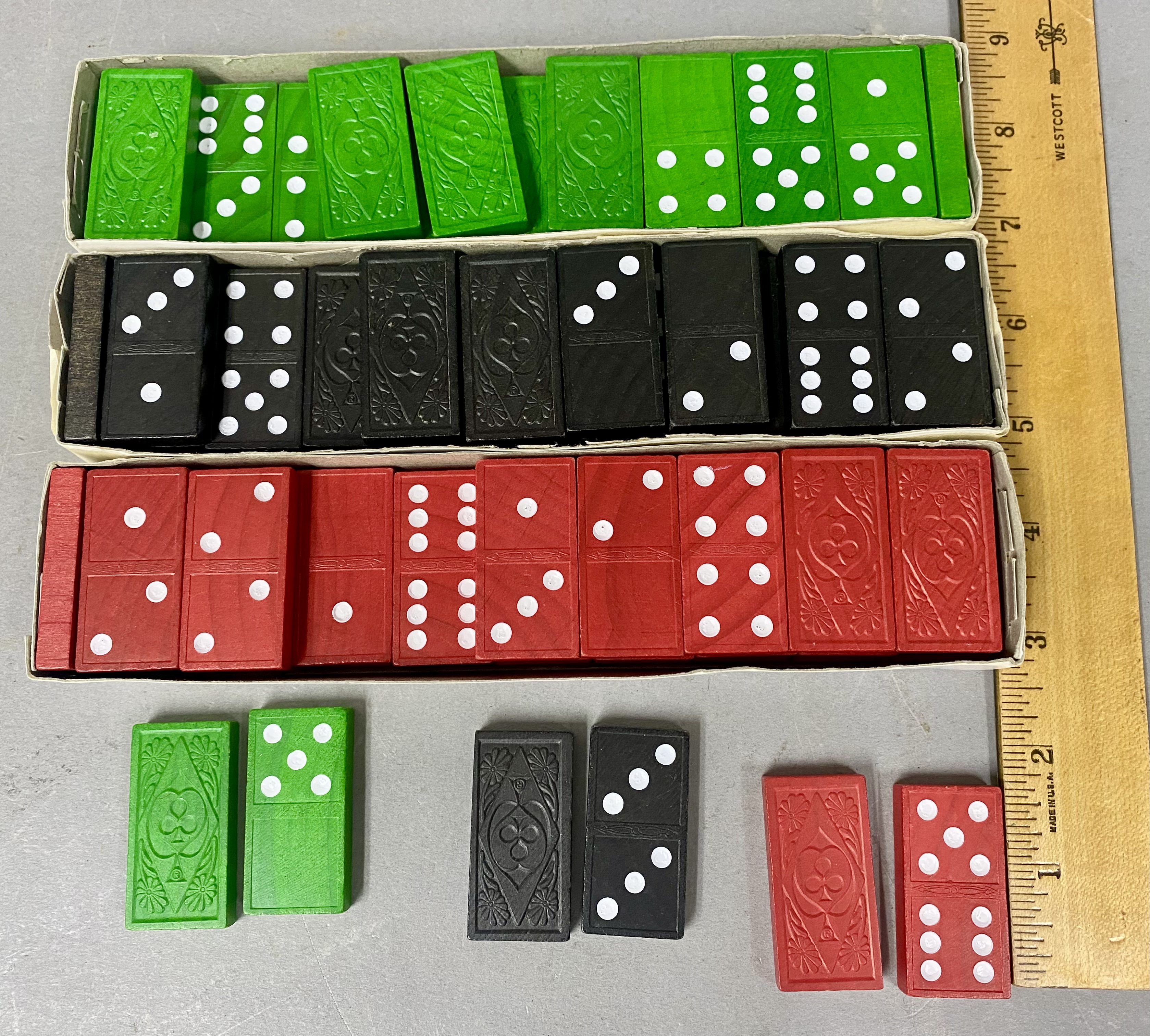 Six Multi-Color Embossed Domino Sets