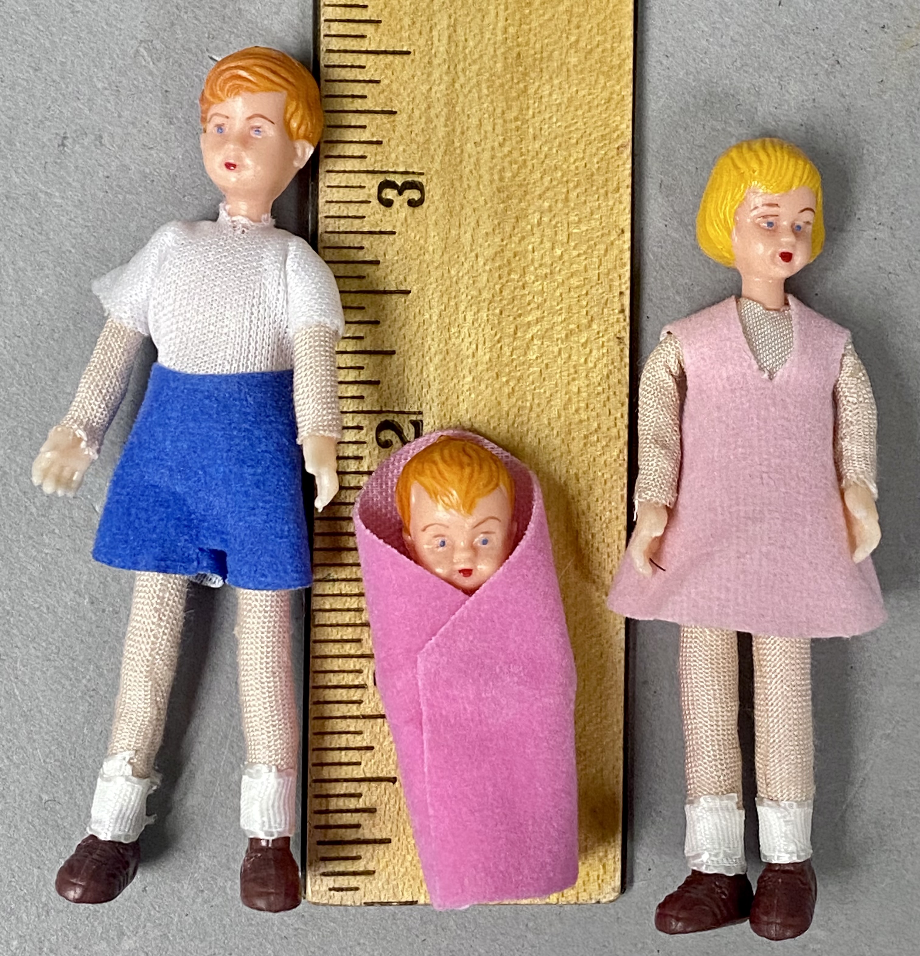 Vintage Mid-Century Dollhouse Family Set