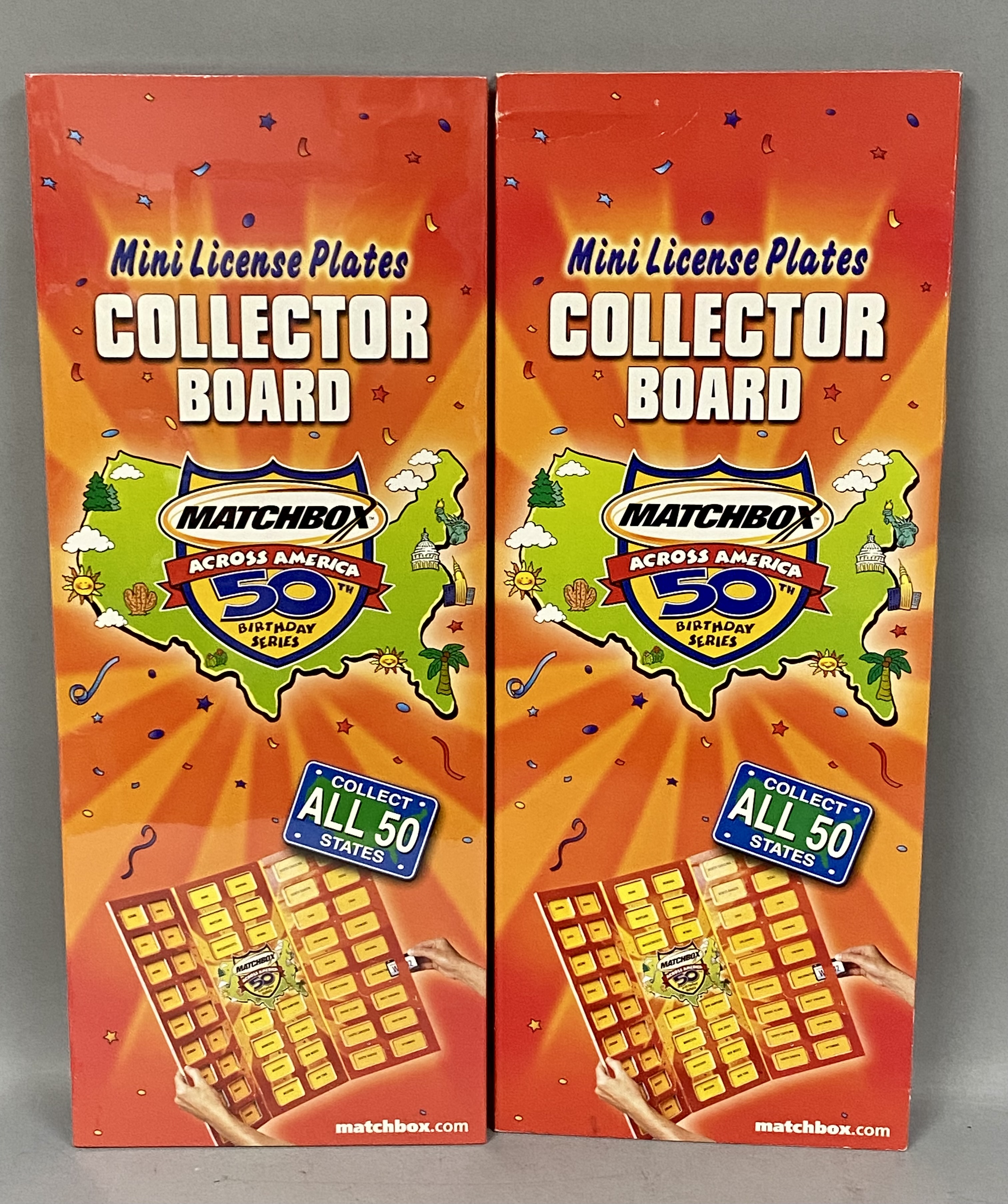 2 Matchbox 50th Anniversary Mini License Plate Boards